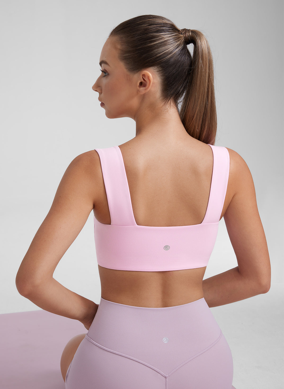 CRZ YOGA Butterluxe Womens Square Neck Open Back Wide straps Sports Bras Vita Pink @model_info:Kate