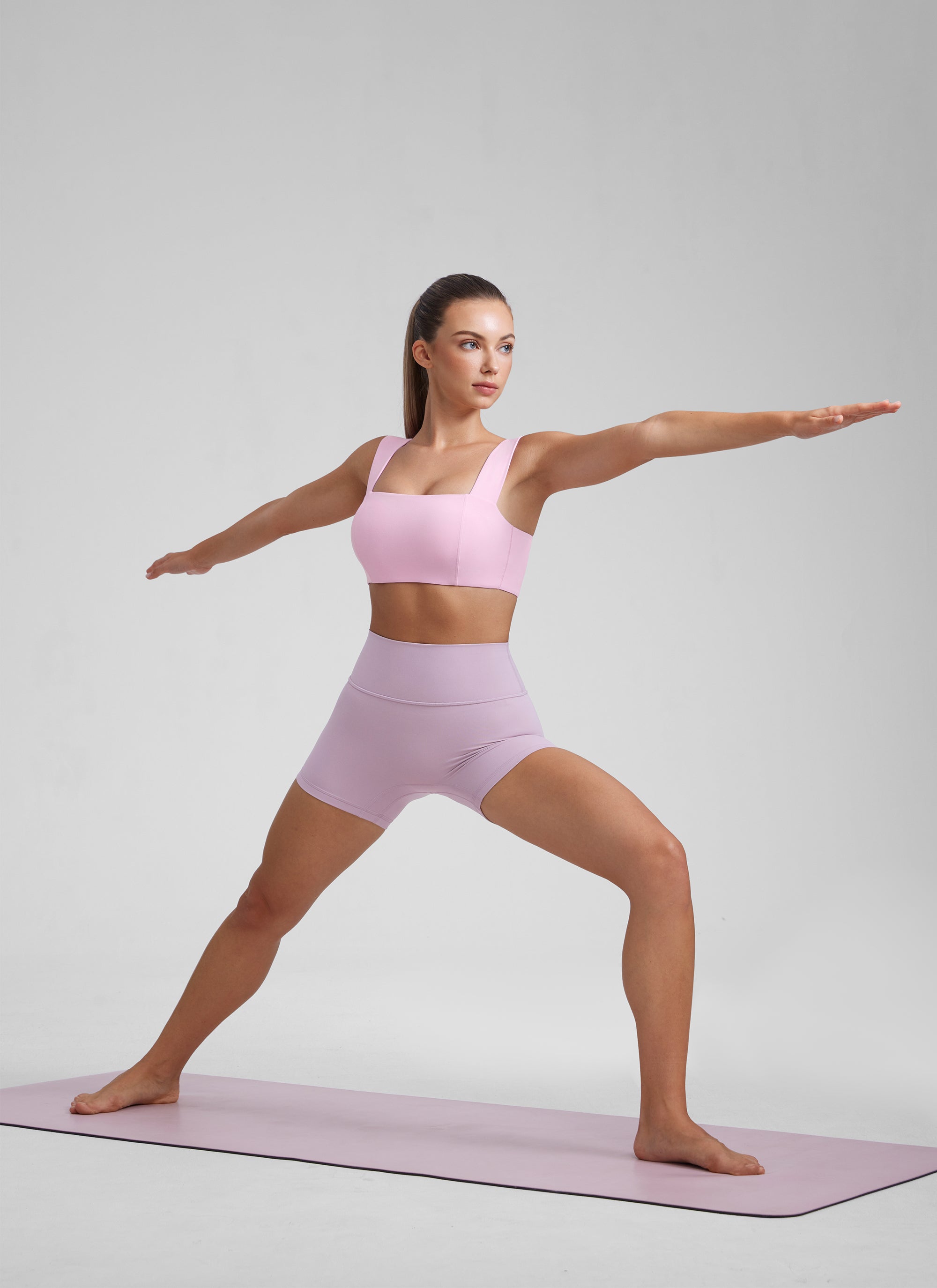 CRZ YOGA Butterluxe Womens Square Neck Open Back Wide straps Sports Bras Vita Pink @model_info:Kate