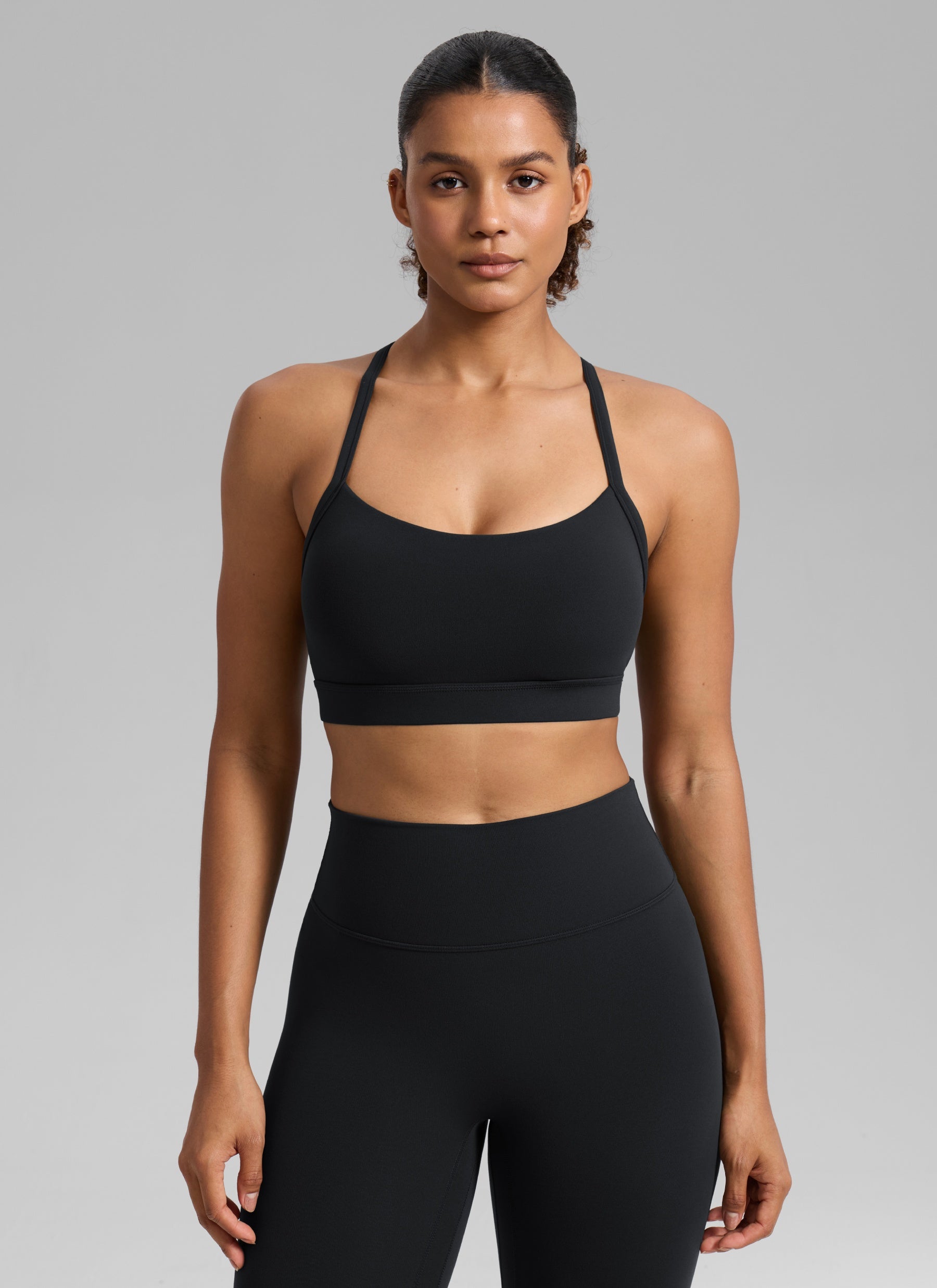 CRZ YOGA Pambabae Butterlift Yoga U Neck Cross Back Keyhole Sports Bra Itim