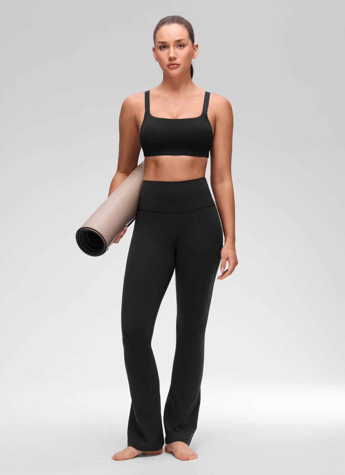 CRZ YOGA 여성용 Butterluxe 요가 U넥 스퀘어 백 스포츠 브라 블랙