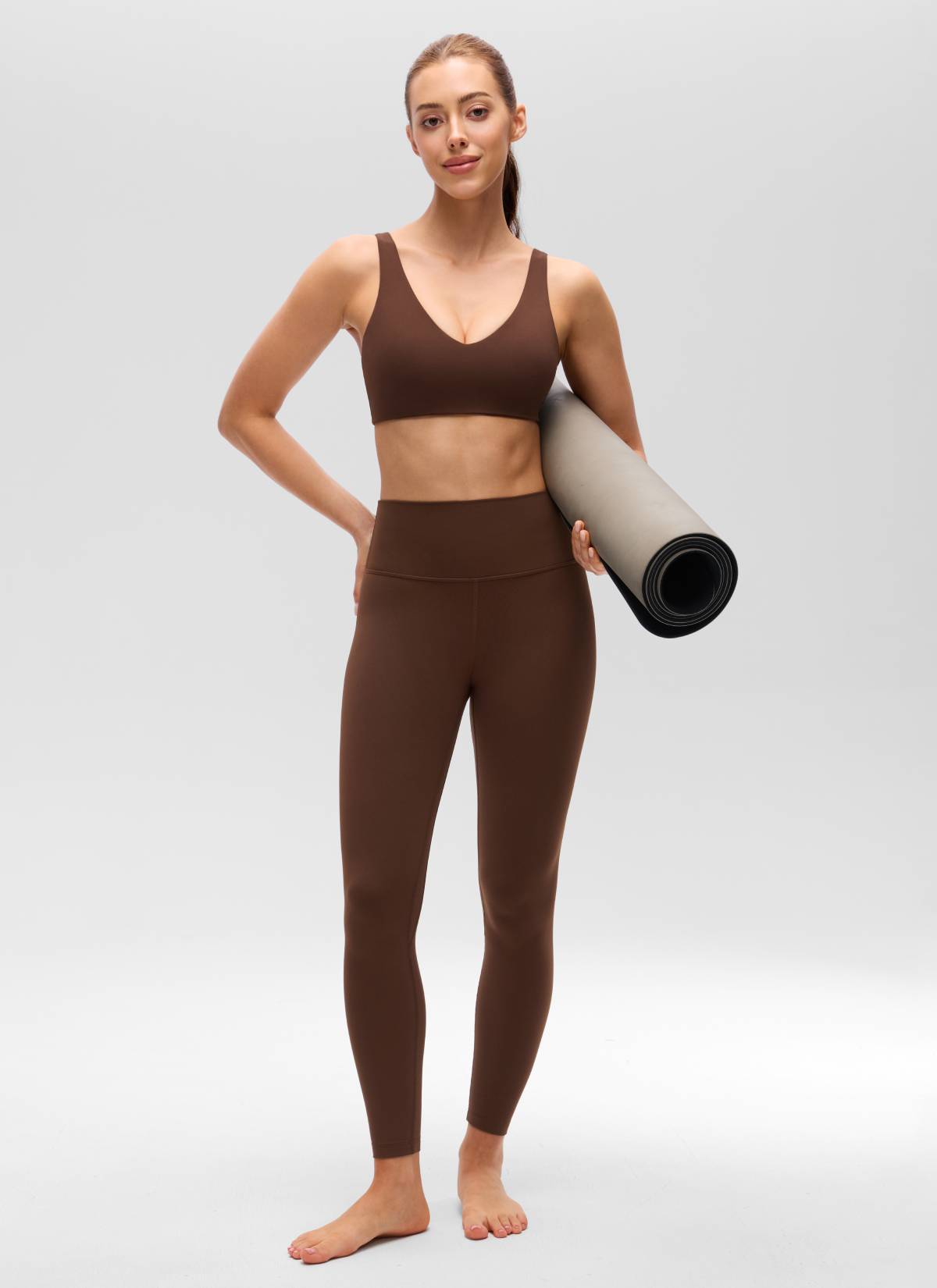 CRZ YOGA 여성용 Butterluxe 요가 U 백 스포츠 브라 라이트 서포트 라바 브라운