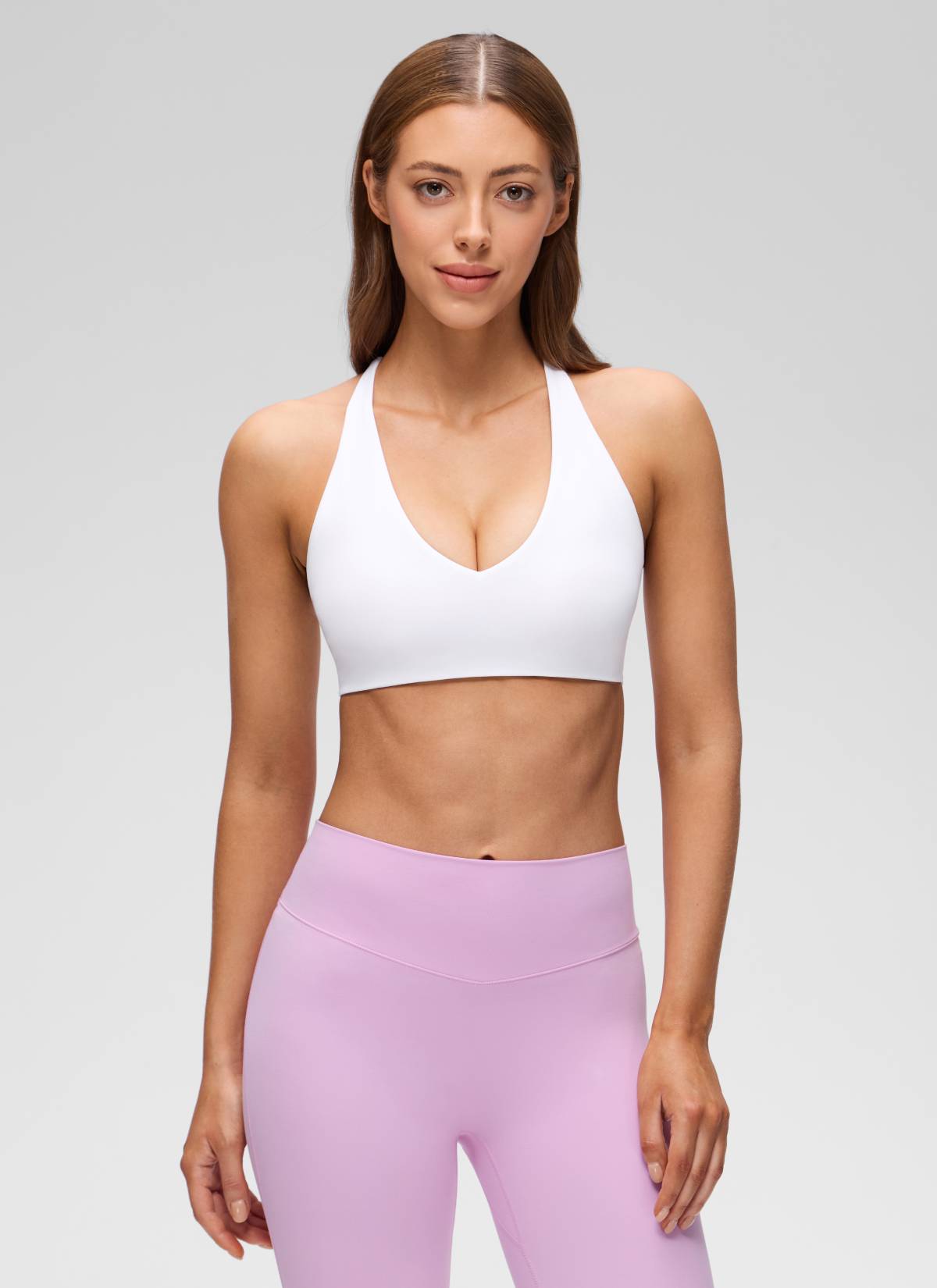 CRZ YOGA Wanita Butterluxe Bra Sukan Yoga V Neck Twist Cross Back Putih