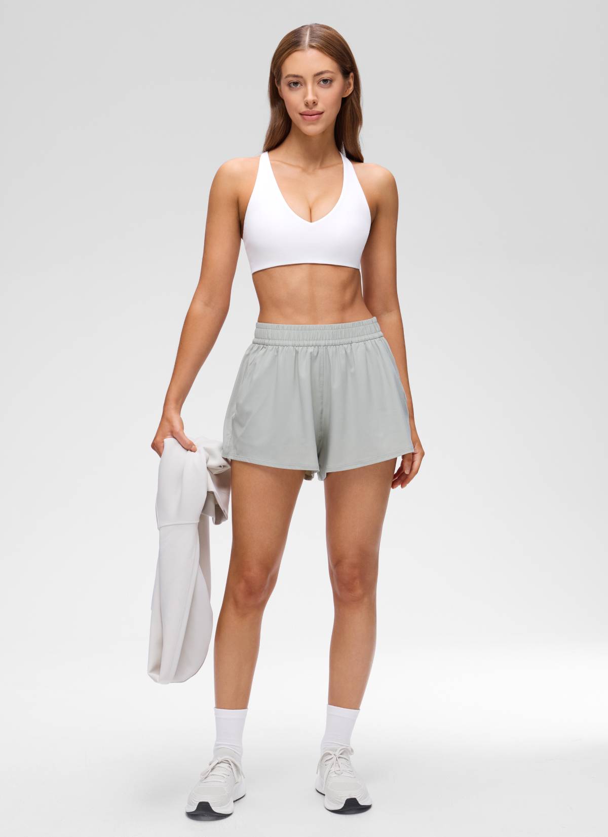 CRZ YOGA Wanita Butterluxe Bra Sukan Yoga V Neck Twist Cross Back Putih