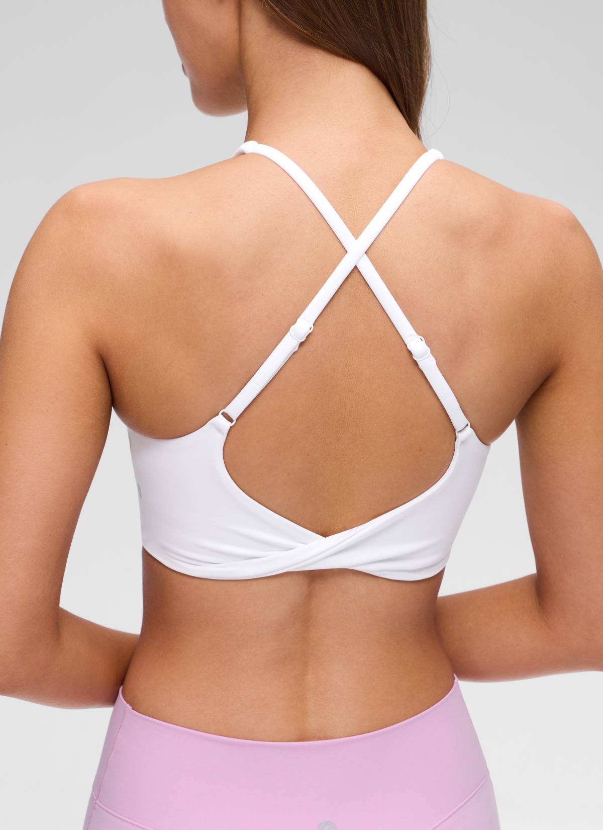 CRZ YOGA Wanita Butterluxe Bra Sukan Yoga V Neck Twist Cross Back Putih