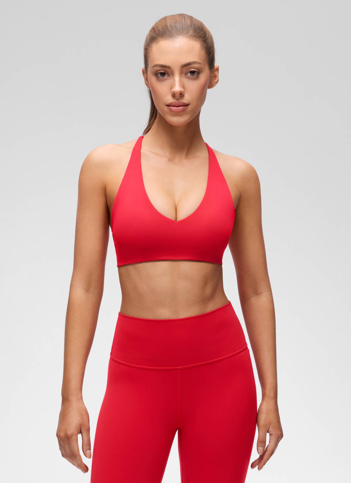 CRZ YOGA Wanita Butterluxe Bra Sukan Yoga V Neck Twist Cross Back Aurora Red