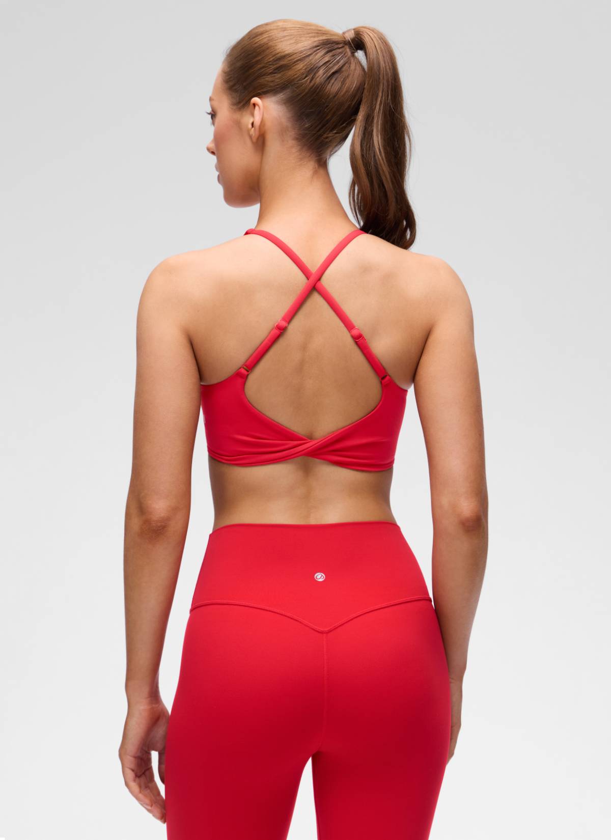 CRZ YOGA Wanita Butterluxe Bra Sukan Yoga V Neck Twist Cross Back Aurora Red