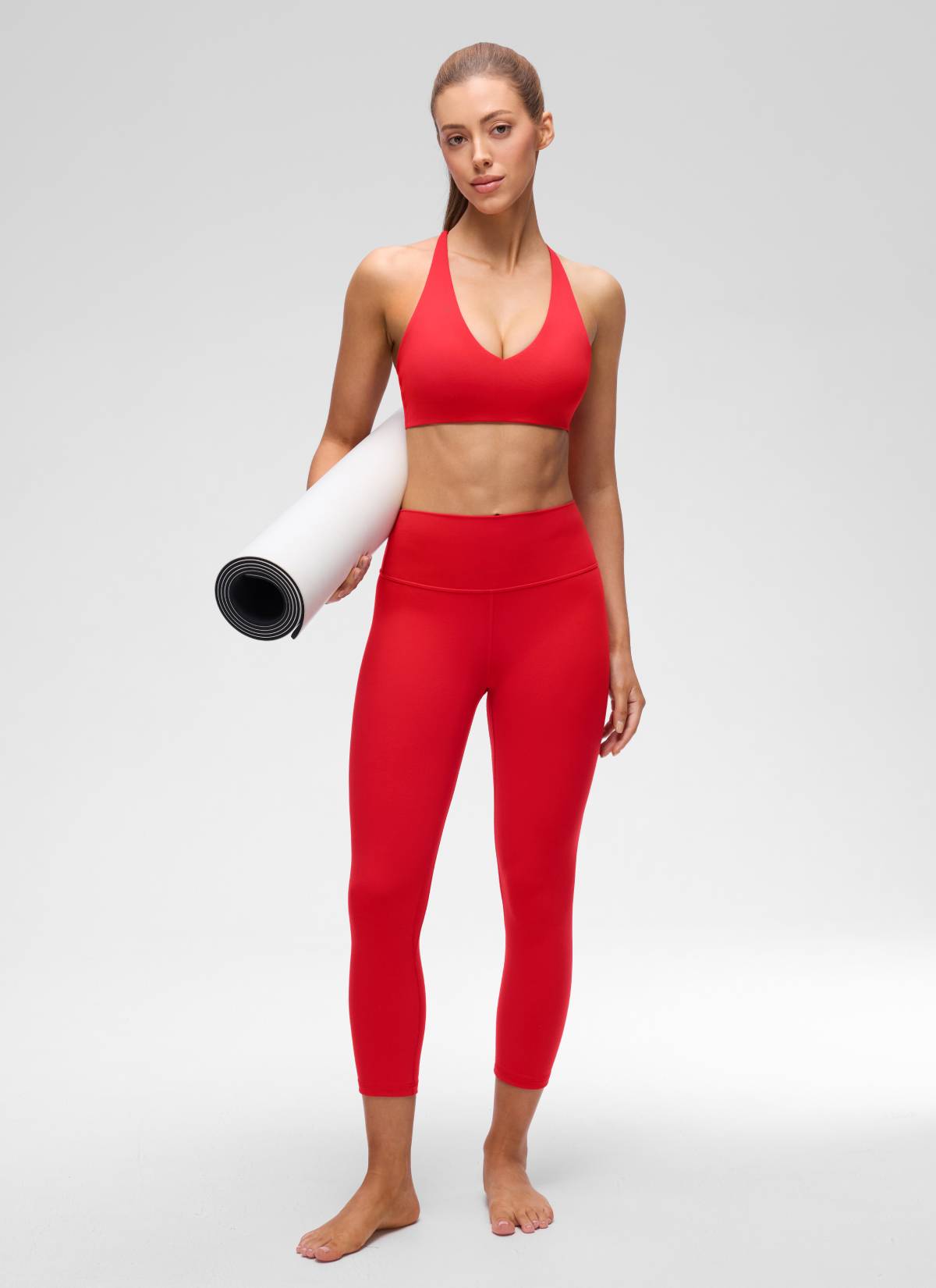 CRZ YOGA Wanita Butterluxe Bra Sukan Yoga V Neck Twist Cross Back Aurora Red