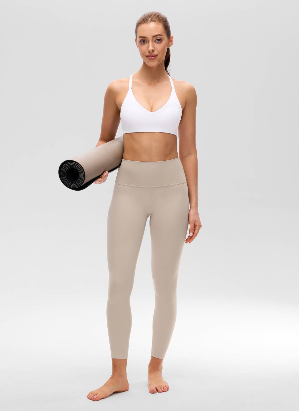 CRZ YOGA 여성용 ‘ Butterluxe ’ V넥 레이서백 얇은 스트랩 스포츠 브라 화이트