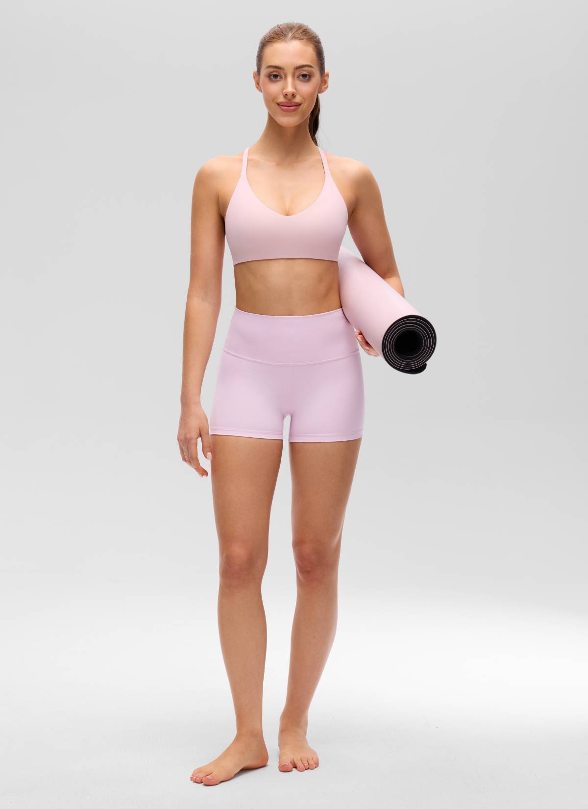 CRZ YOGA 여성용 Butterluxe V넥 레이서백 씬 스트랩 스포츠 브라 핑크 헤이즈