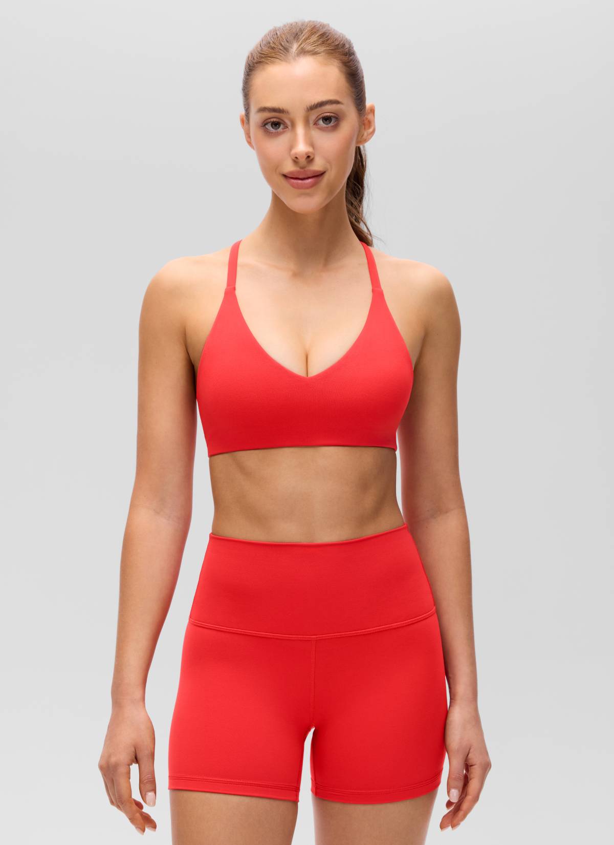 Áo lót thể thao CRZ YOGA dành cho nữ, kiểu cổ chữ V, lưng bơi, dây mảnh, màu đỏ đậm ( Butterluxe )