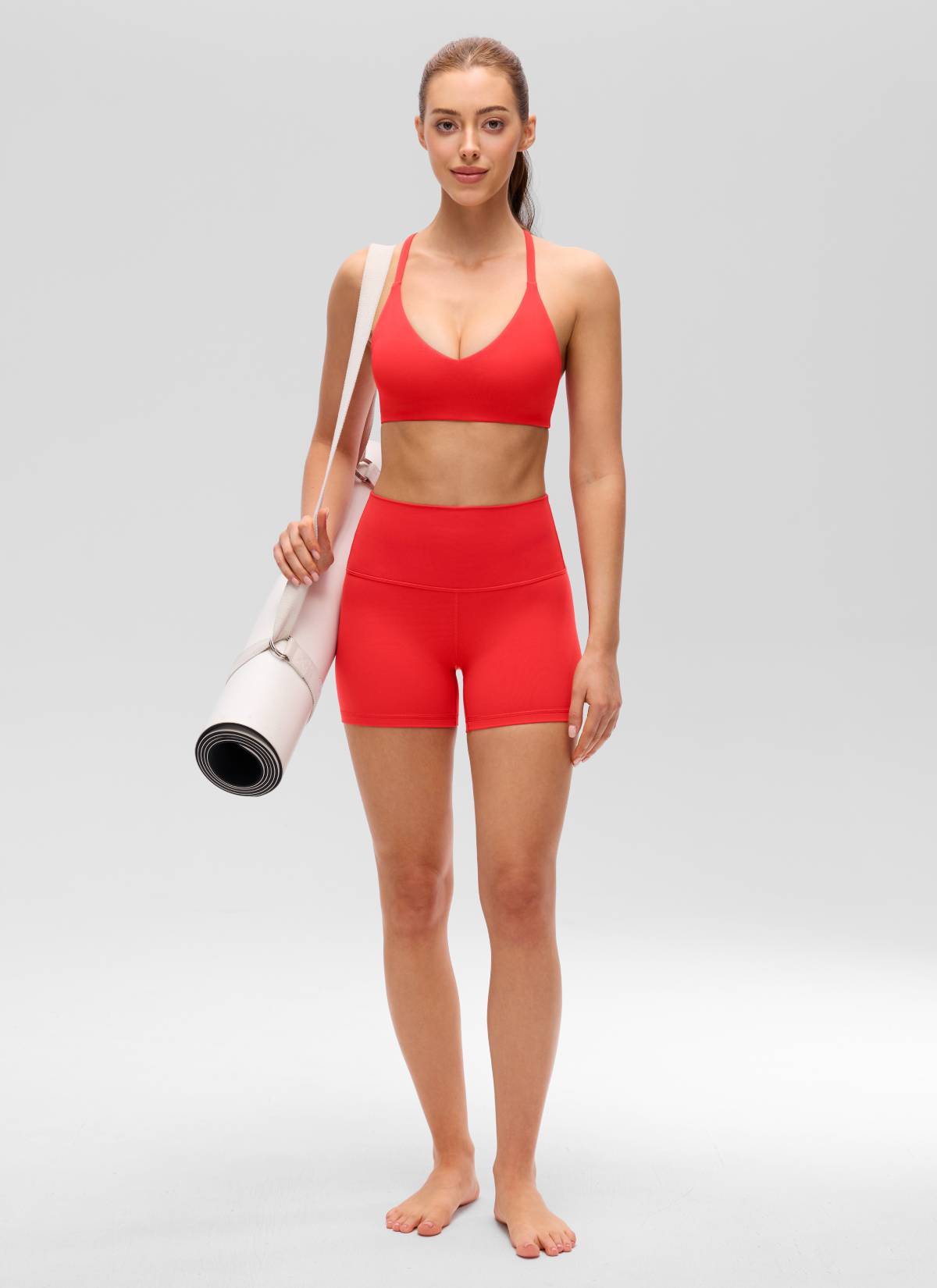 Áo lót thể thao CRZ YOGA dành cho nữ, kiểu cổ chữ V, lưng bơi, dây mảnh, màu đỏ đậm ( Butterluxe )