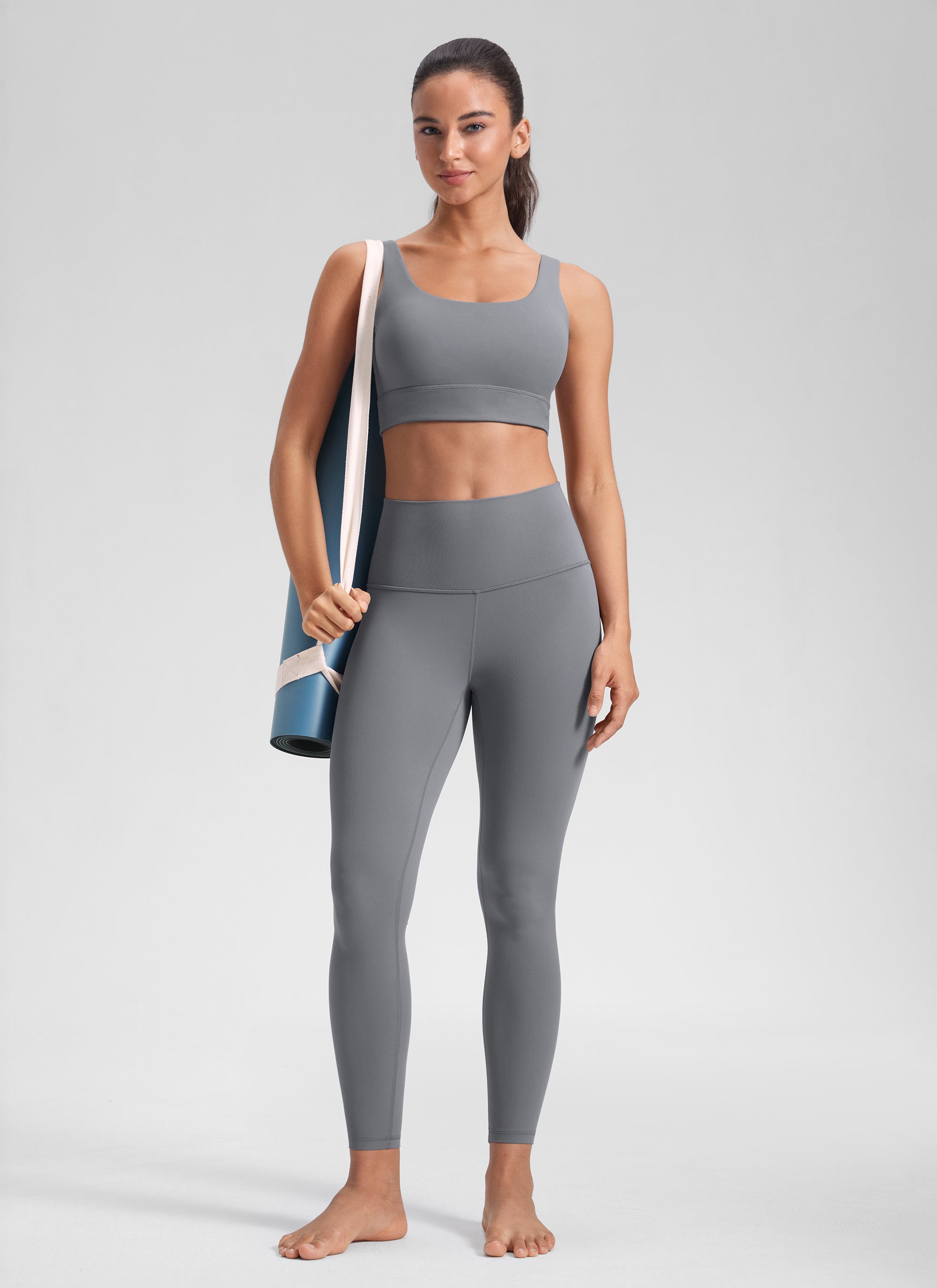 CRZ YOGA - Quần legging yoga nữ kiểu dáng rộng, cạp cao Butterluxe , chiều dài 25 inch, màu xám Solar Grey