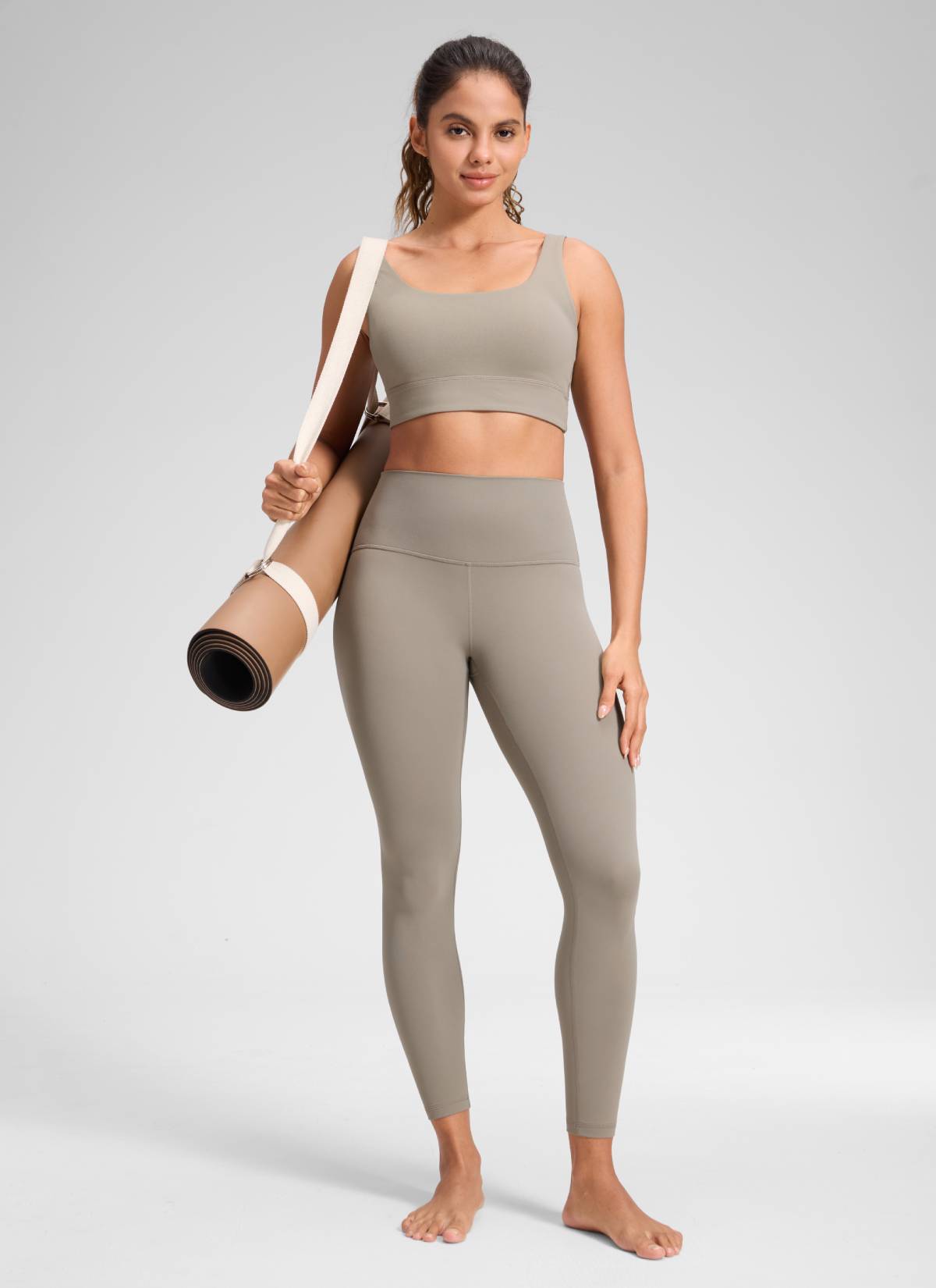 CRZ YOGA Women's Yoga Lounge High Rise Butterluxe Yoga Leggings 25'' Warm Ash Grey @model_info:Dany