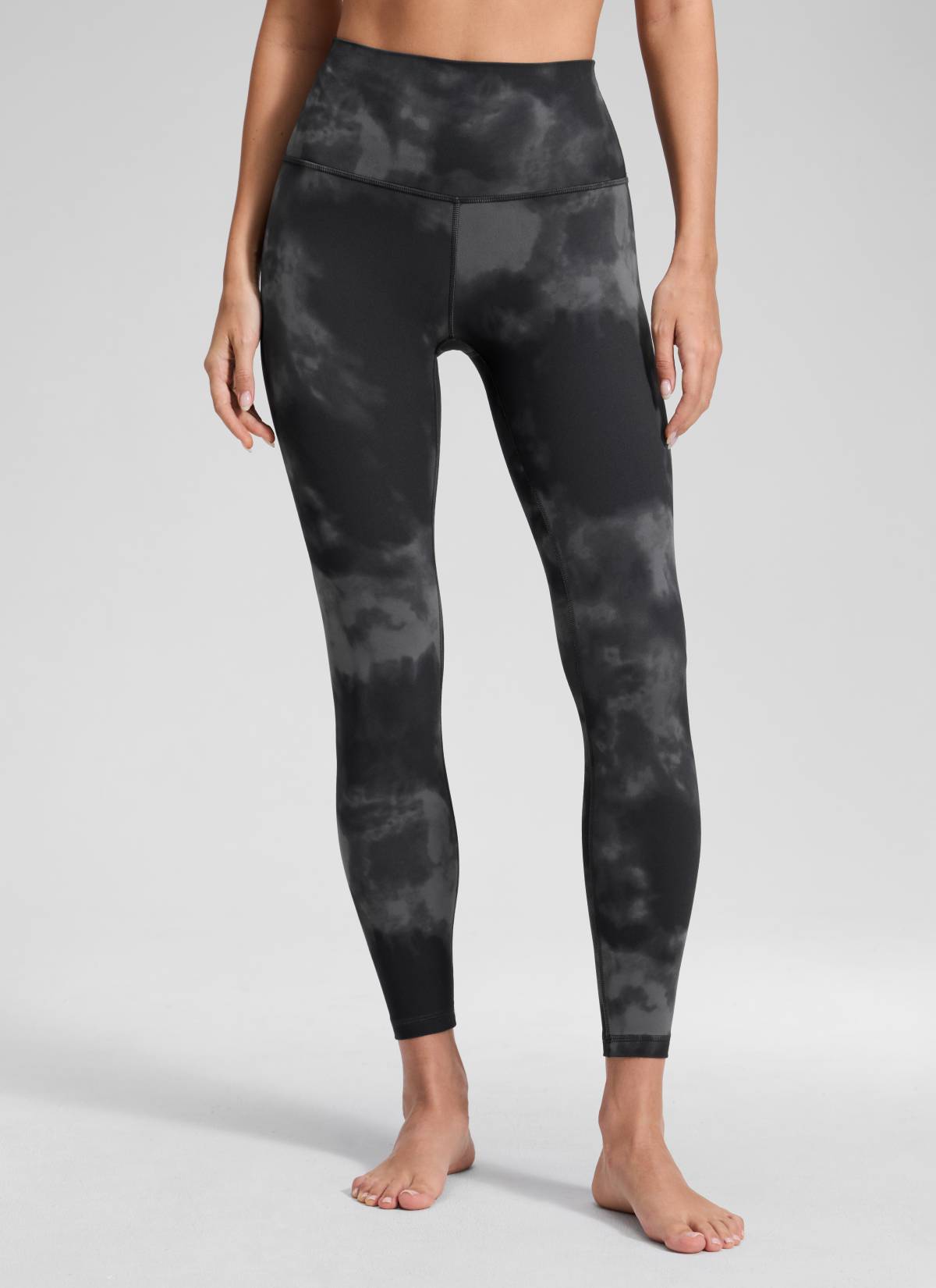 CRZ YOGA Women's Yoga Lounge High Rise Butterluxe Yoga Leggings 25'' Grey Tie Dye Flowers