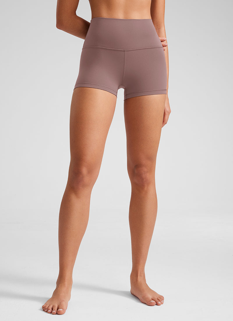 CRZ YOGA Yoga Wanita Booty Tinggi Butterluxe Seluar Pendek Biker 2.5'' Ungu Tua