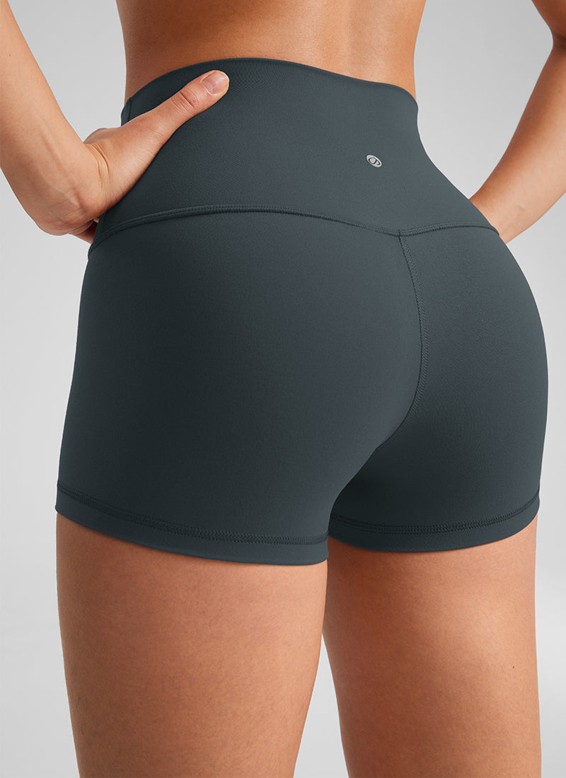 CRZ YOGA Yoga Wanita Booty Tinggi Butterluxe Seluar Pendek Biker 2.5'' Hijau Tua