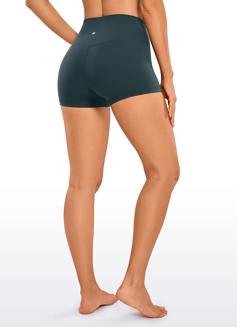 CRZ YOGA Women's Yoga High Rise Booty Butterluxe Biker Shorts 2.5'' Forest Dark Green
