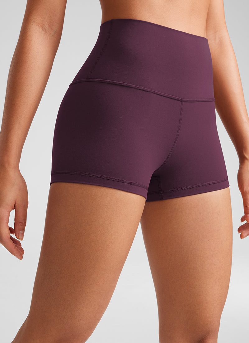 CRZ YOGA Yoga Wanita Booty Tinggi Butterluxe Seluar Pendek Biker 2.5'' Ungu Tua