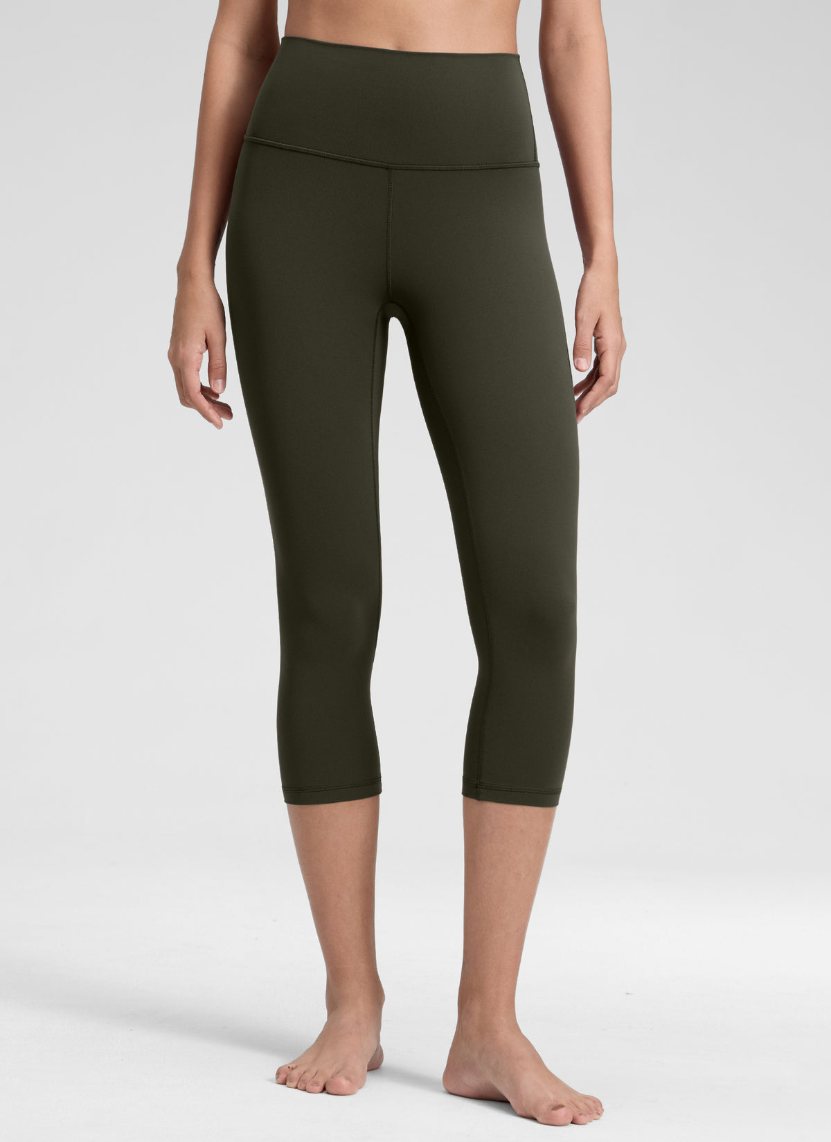 CRZ YOGA Women's Yoga Lounge High Rise Butterluxe Yoga Leggings 19'' Olive Green @model_info:Jenna