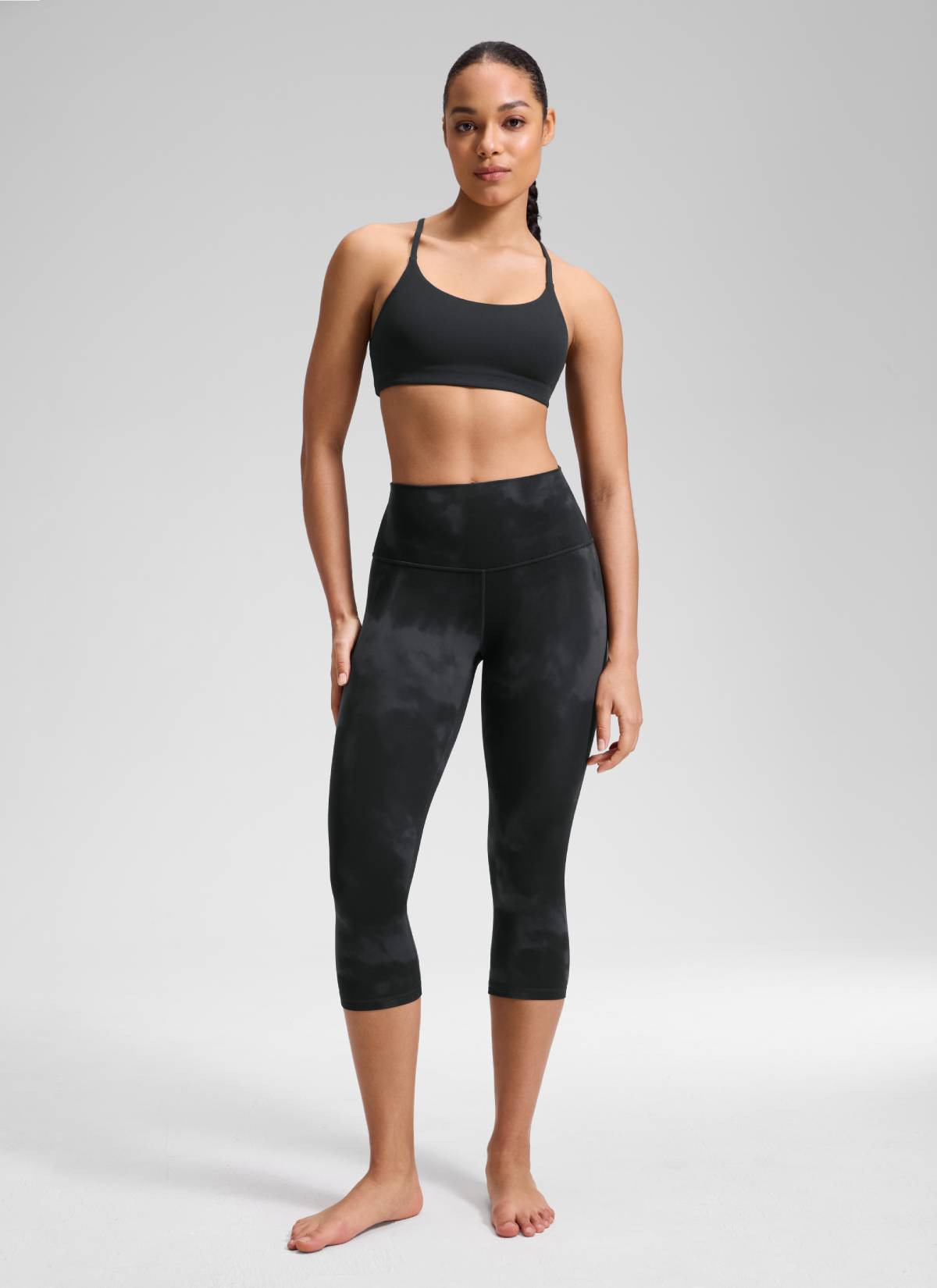 Ruang Istirehat Yoga Wanita CRZ YOGA Bertingkat Tinggi Butterluxe Legging Yoga 19'' Bunga Pewarna Hitam Ikat