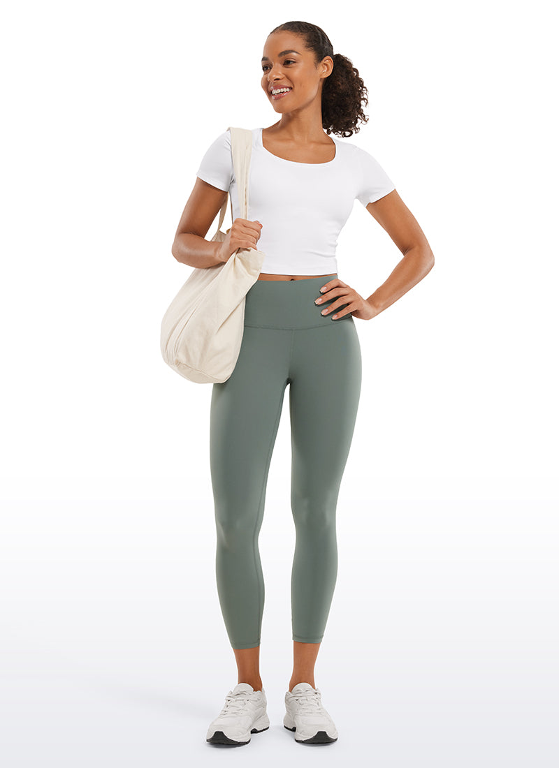 CRZ YOGA Women's Yoga Lounge High Rise Butterluxe Yoga Leggings 23'' Grey Sage @model_info:Fiona