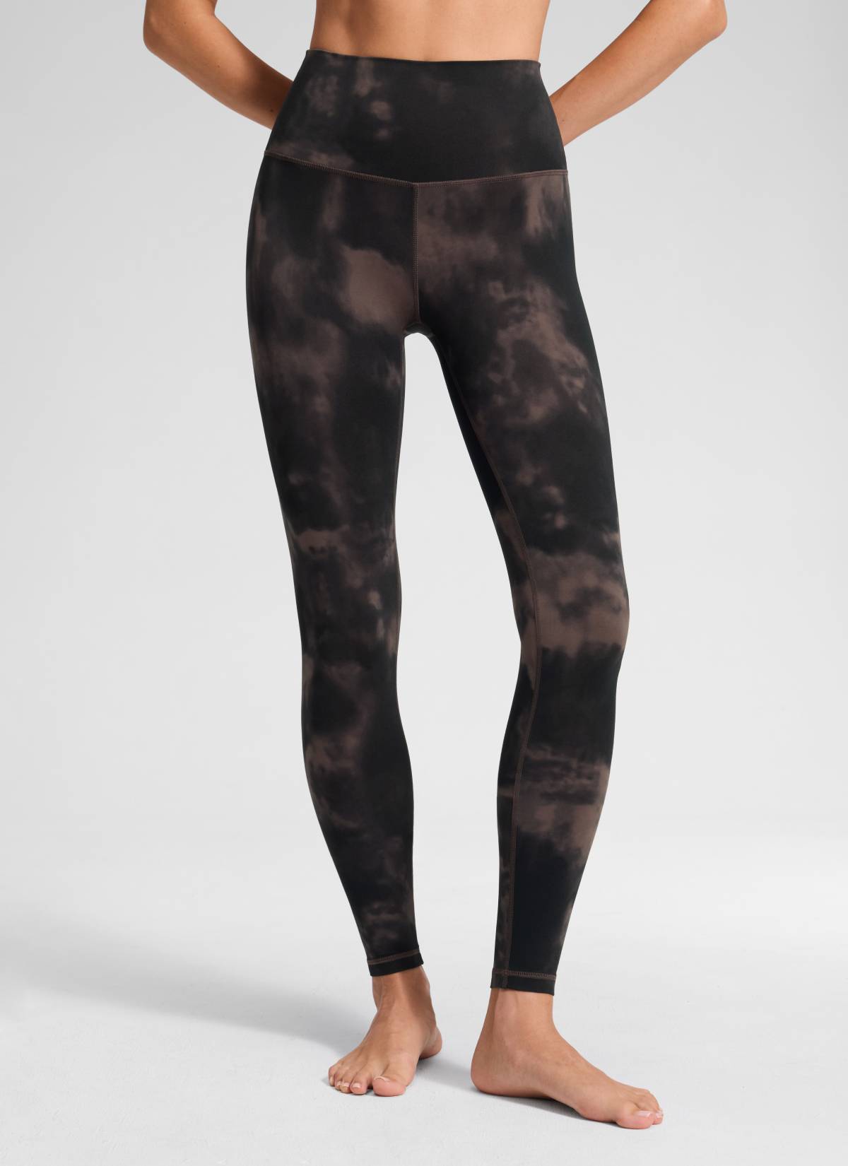 CRZ YOGA Yoga Lounge Wanita Bertingkat Tinggi Butterluxe Legging Yoga 28'' Bunga Pewarna Tali Taupe