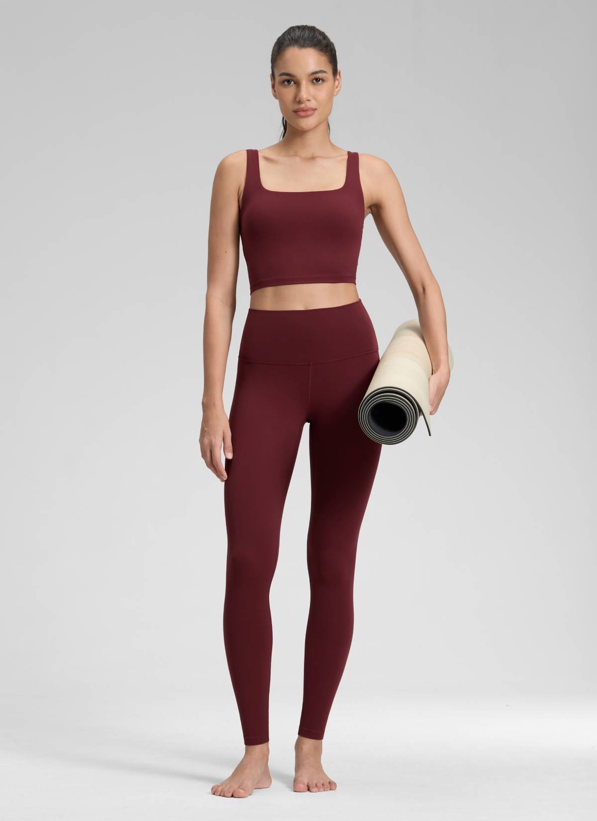 CRZ YOGA Yoga Lounge Wanita Bertingkat Tinggi Butterluxe Legging Yoga Merlot Merah 28''