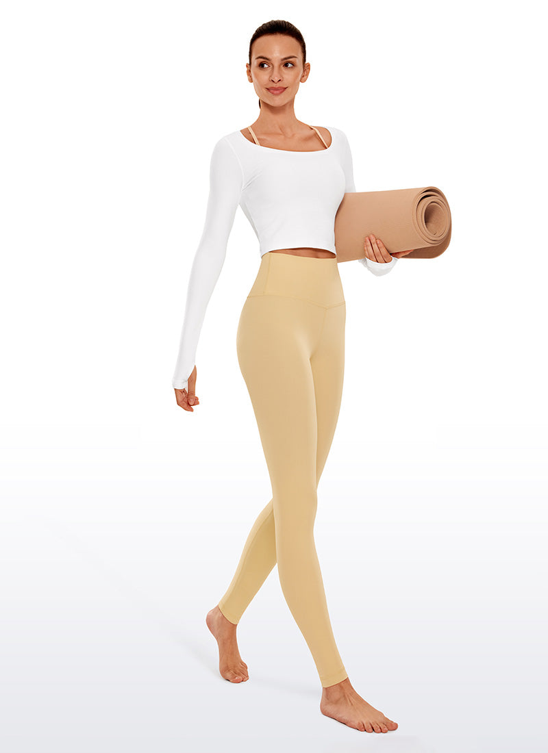 CRZ YOGA กางเกงเลกกิ้งโยคะเอวสูง Butterluxe สำหรับผู้หญิง 76 ซม. สี Tan Milkshake
