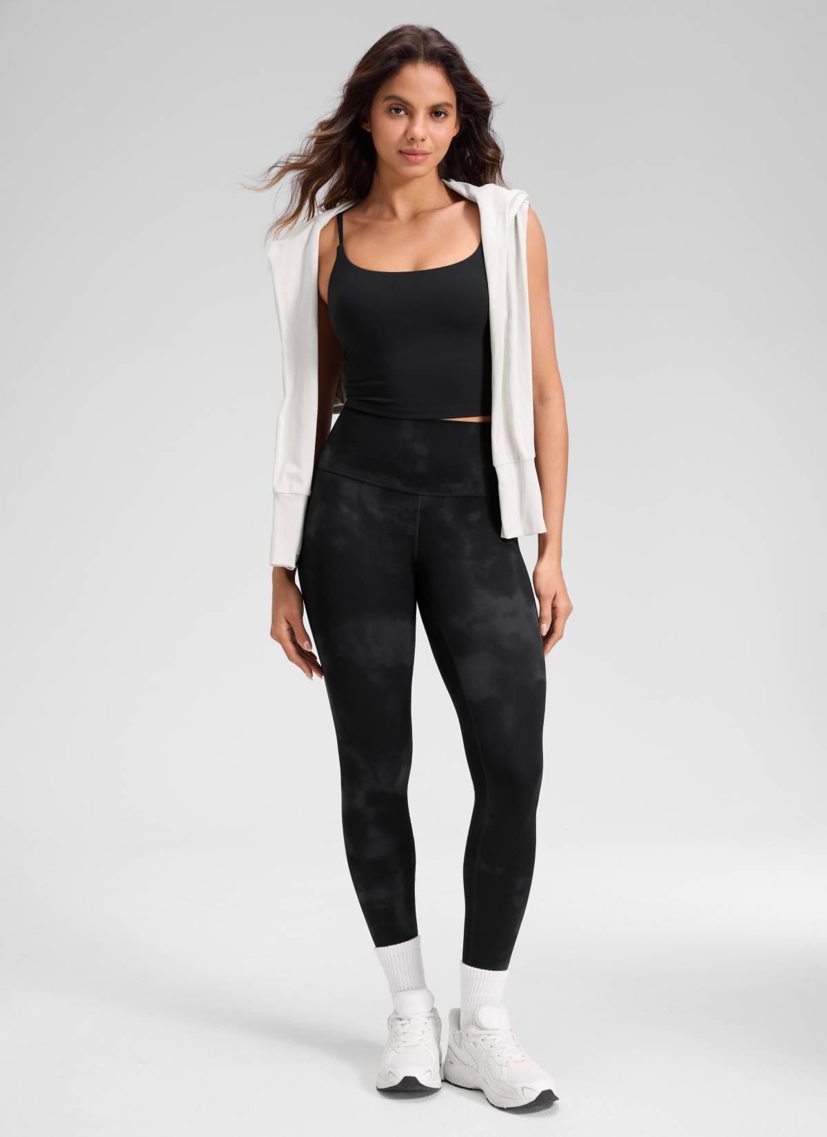 CRZ YOGA Seluar Legging Yoga Butterluxe Naik Tinggi Santai Yoga Wanita 30'' Corak Bunga Ikat Celup Hitam