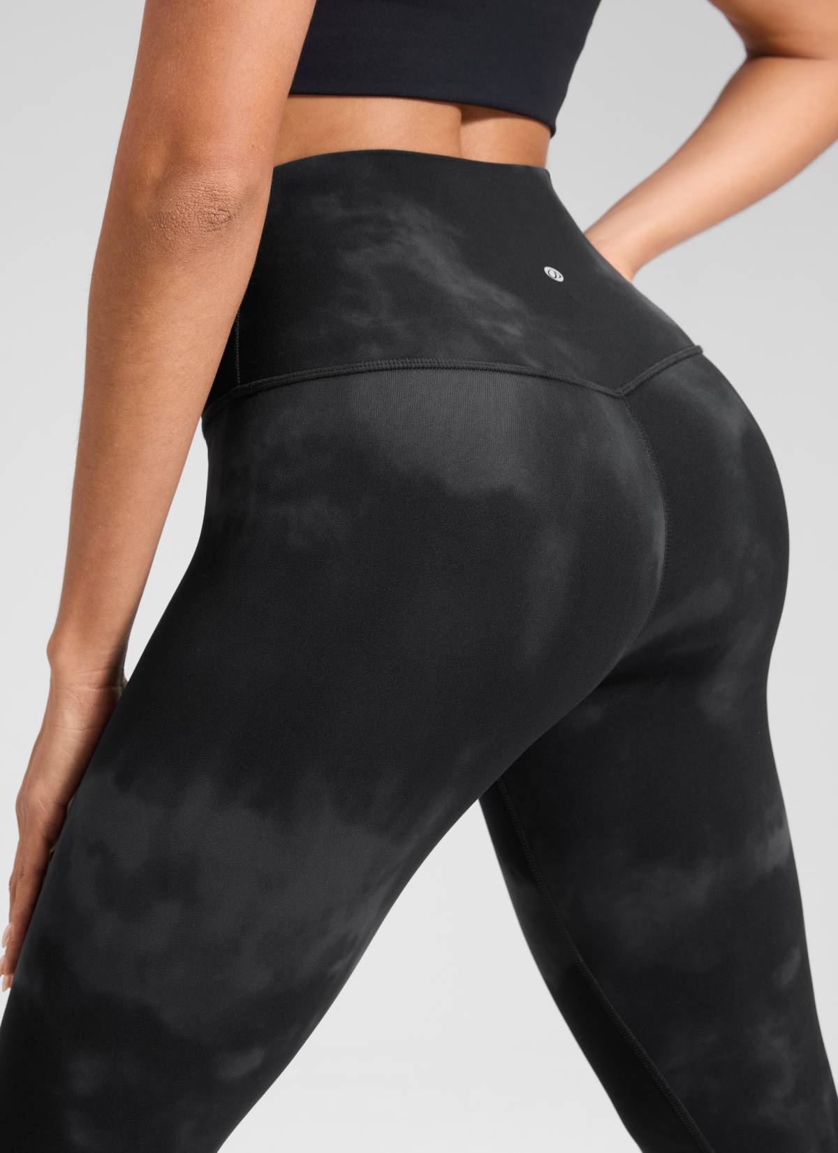 CRZ YOGA Seluar Legging Yoga Butterluxe Naik Tinggi Santai Yoga Wanita 30'' Corak Bunga Ikat Celup Hitam
