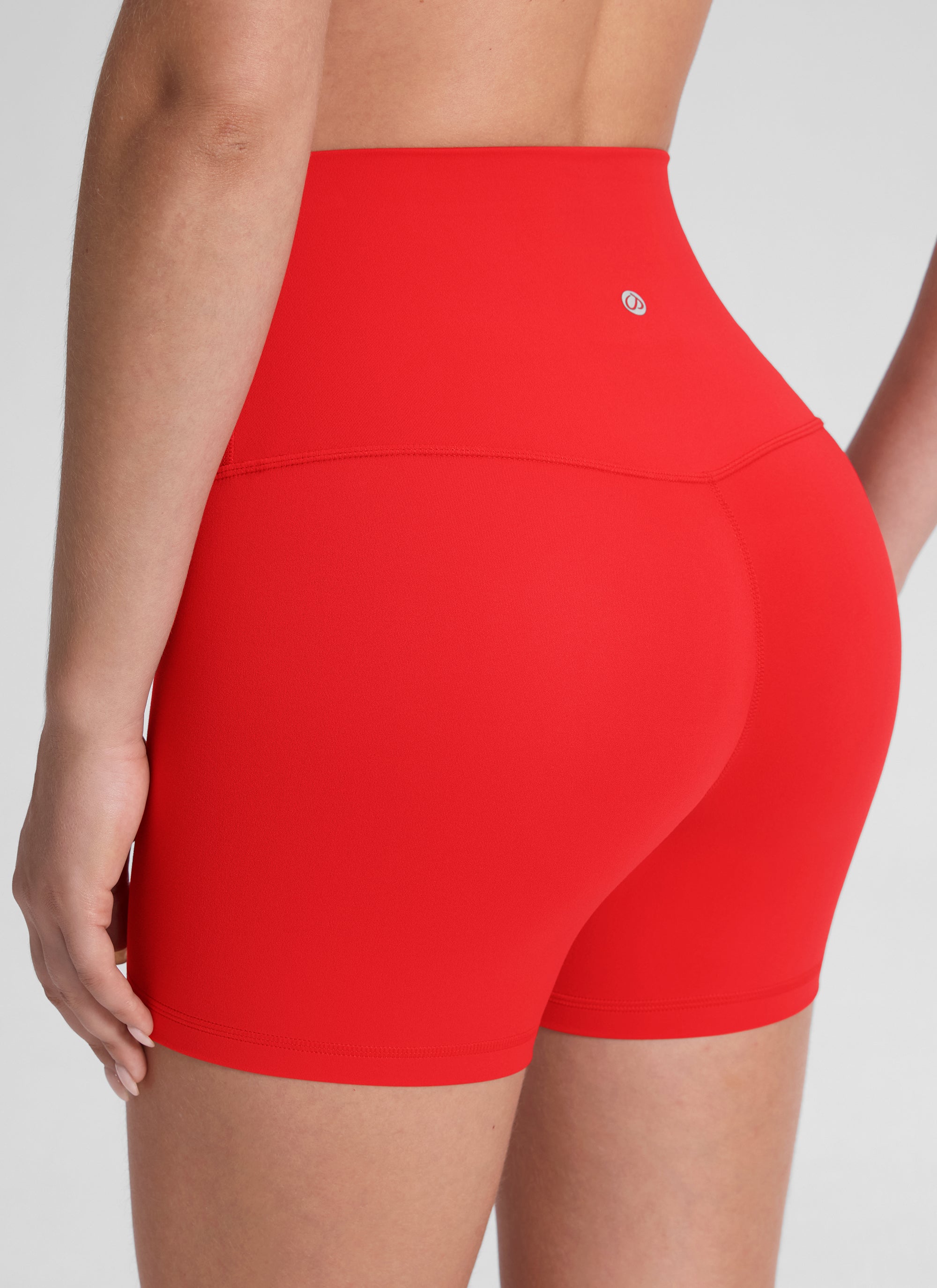 CRZ YOGA Celana Pendek Biker Yoga Pinggang Tinggi Wanita Butterluxe 10 cm Merah Tua