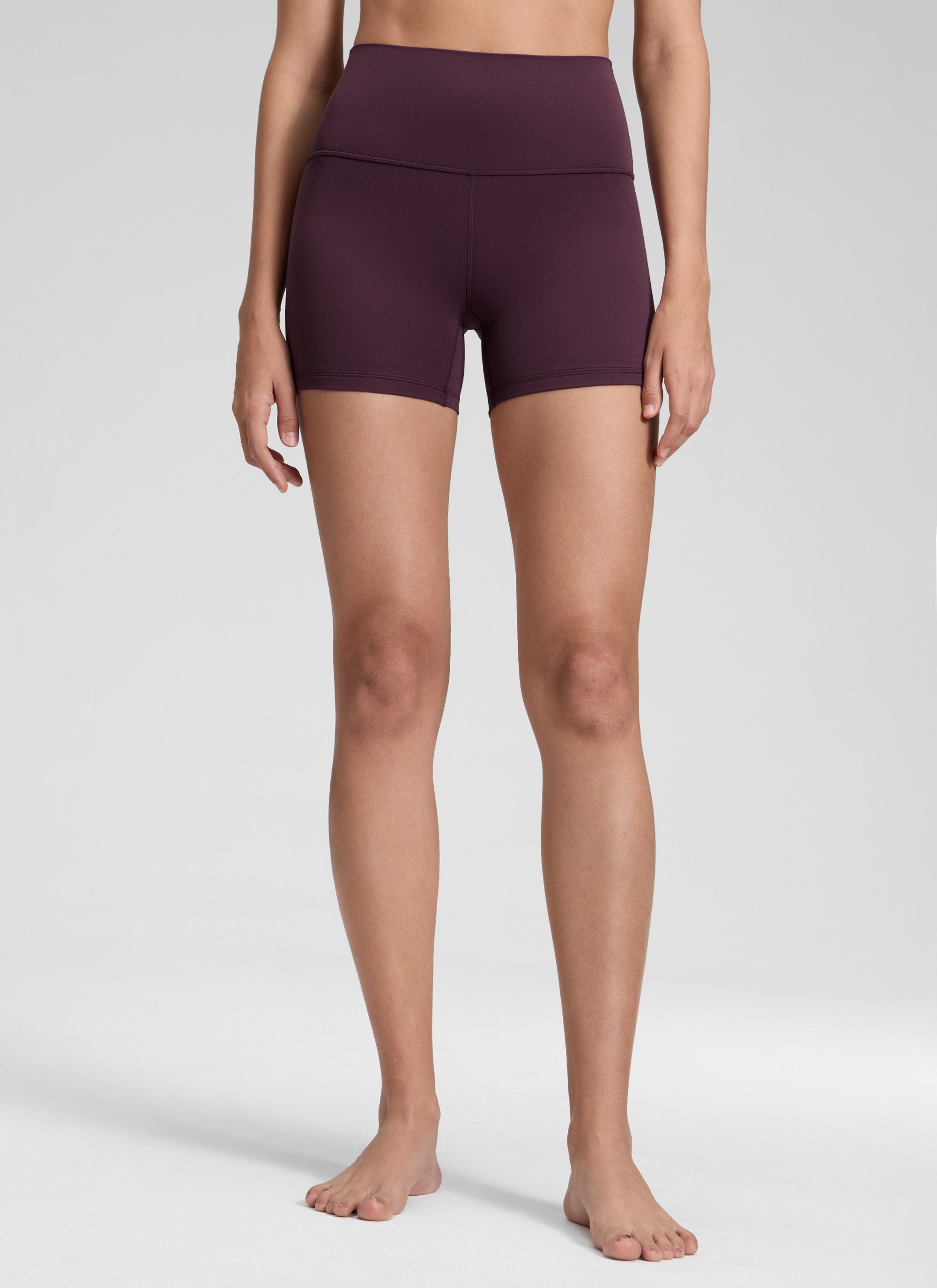 CRZ YOGA Quần short đạp xe cạp cao dành cho nữ Butterluxe 4 inch, màu tím đậm