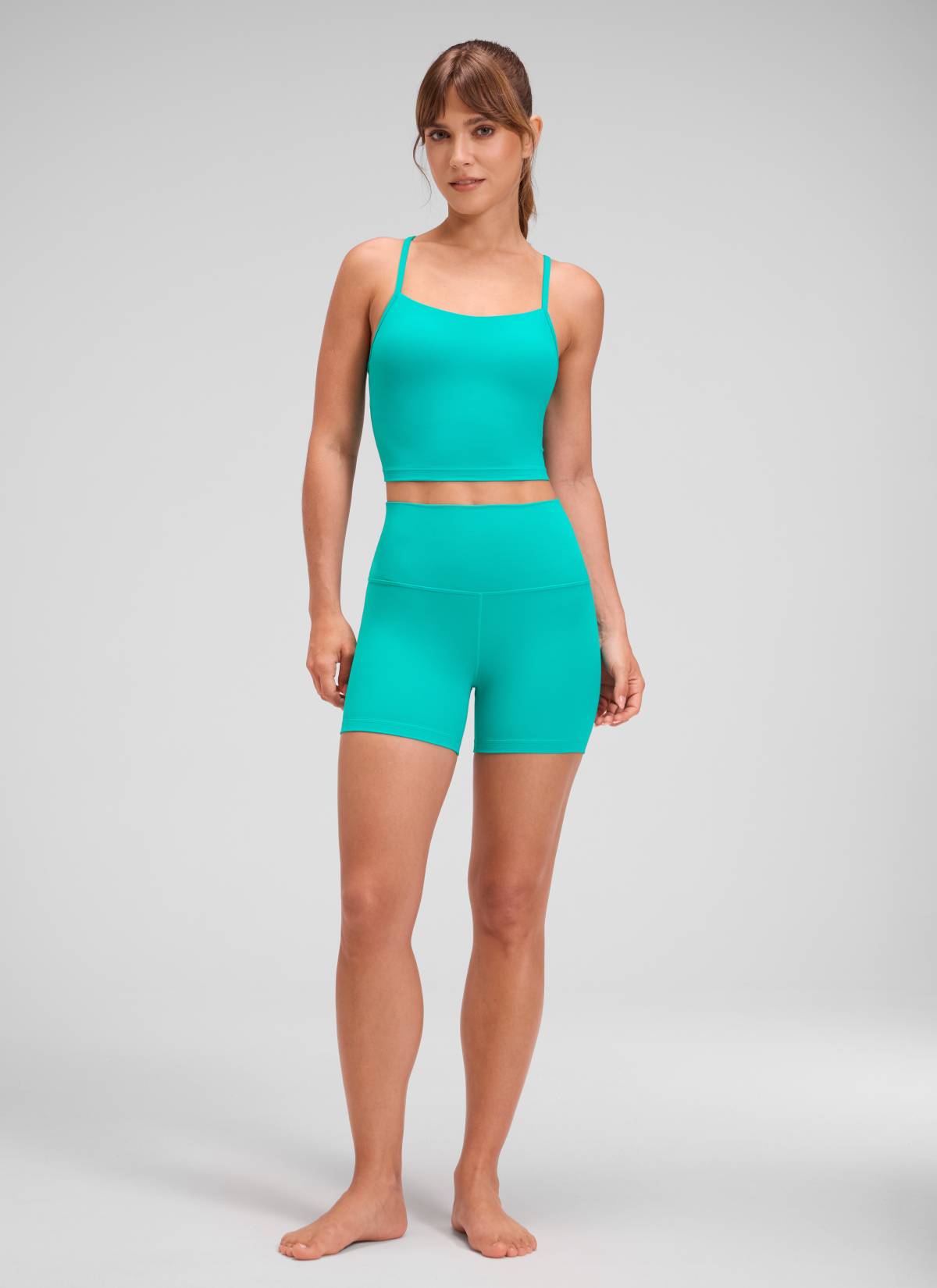 CRZ YOGA Celana Pendek Biker Yoga Pinggang Tinggi Wanita Butterluxe 10 cm Tropics Teal