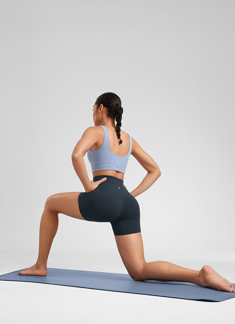 CRZ YOGA Quần short đạp xe cạp cao dành cho nữ Butterluxe 4'' Màu xanh hải quân đậm