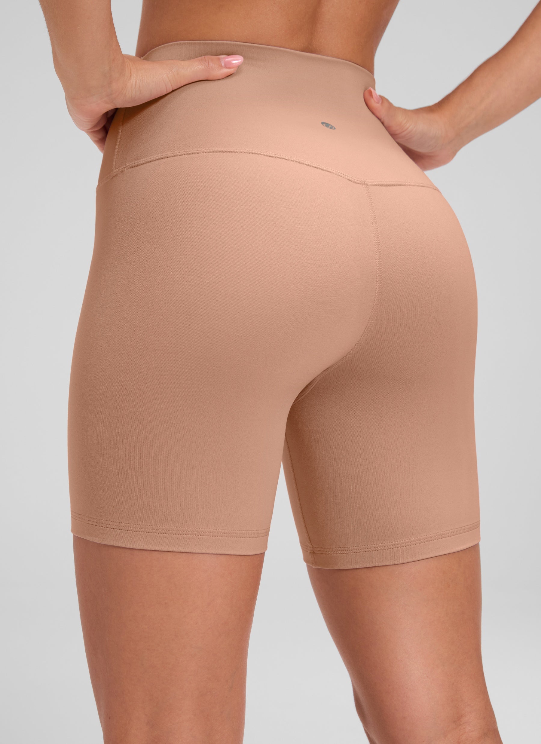 CRZ YOGA Celana Yoga Wanita Celana Pendek Biker Pinggang Tinggi Butterluxe 15 cm Moka Mousse