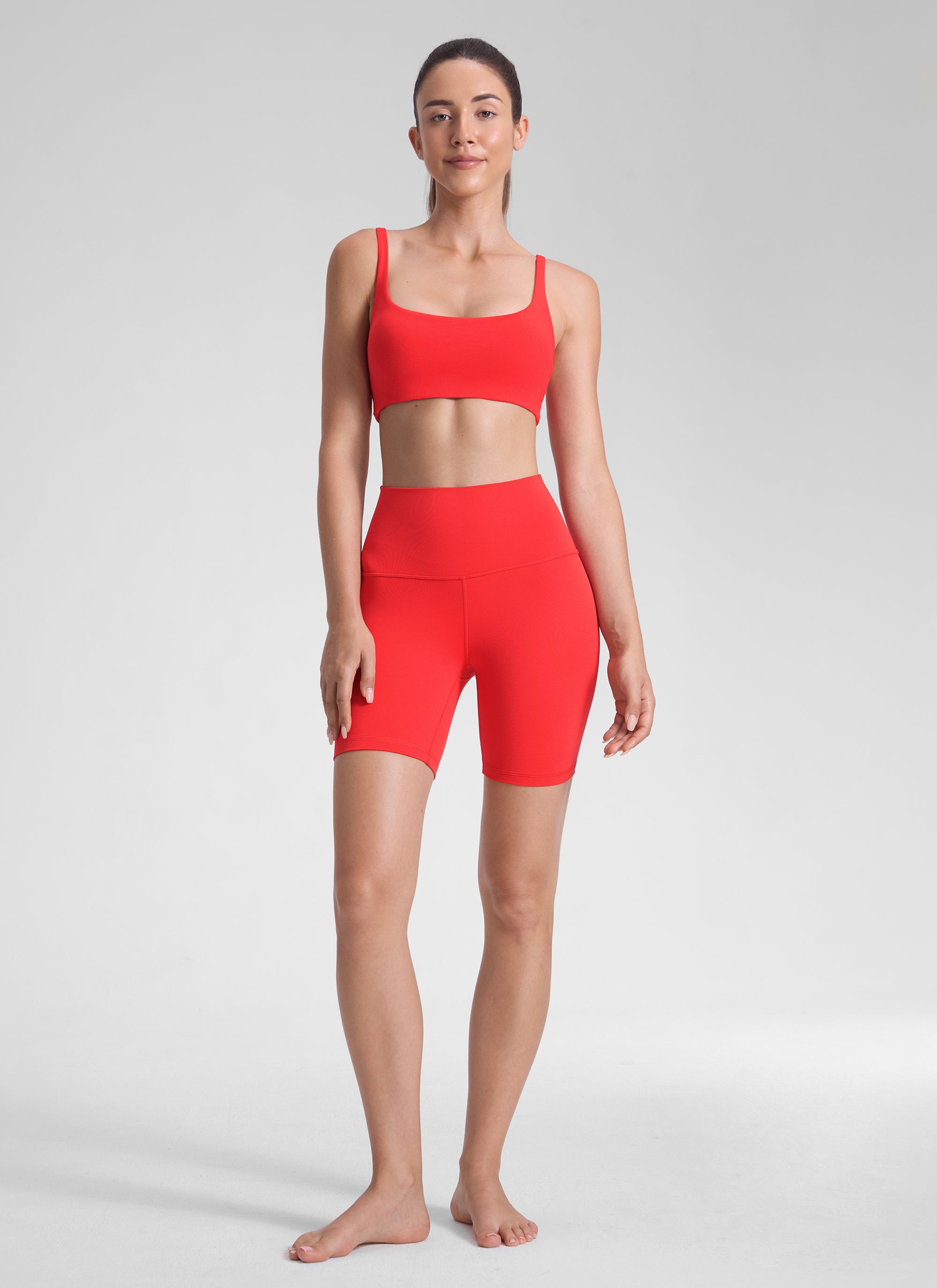 CRZ YOGA Quần short đạp xe cạp cao dành cho nữ Butterluxe 6 inch, màu đỏ đậm