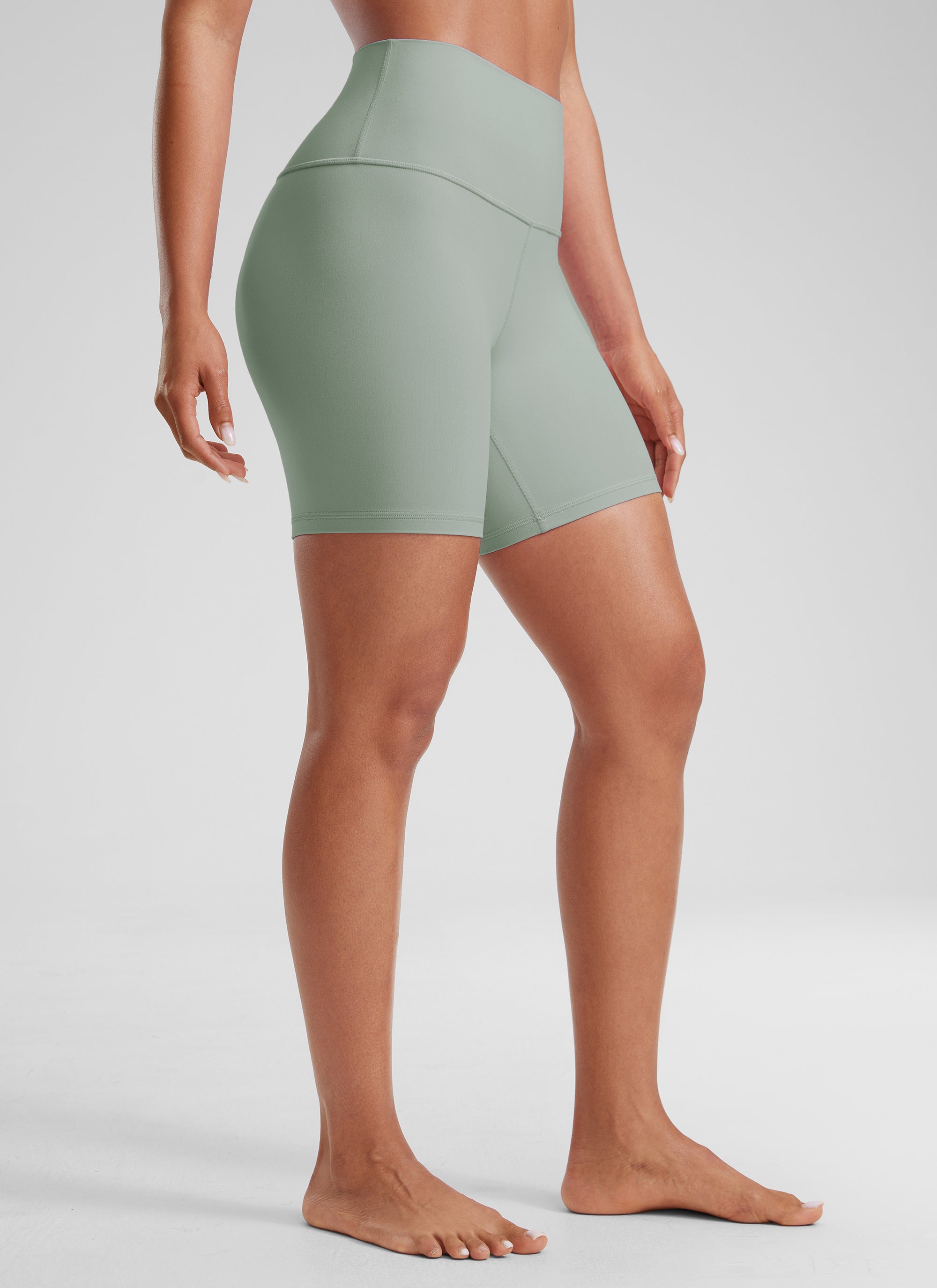 CRZ YOGA Quần short yoga cạp cao dành cho nữ kiểu biker Butterluxe 6'' Màu xanh lá cây Palm Court