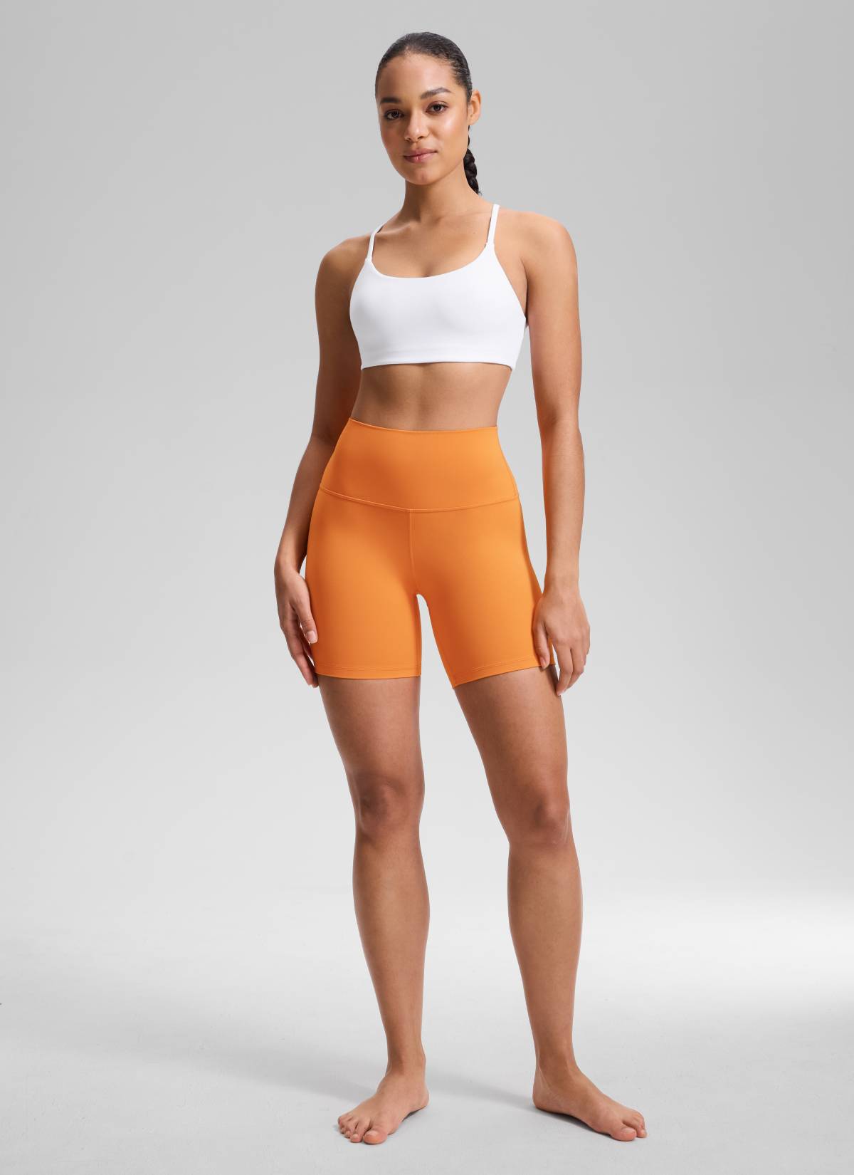 CRZ YOGA Quần short đạp xe cạp cao dành cho nữ Butterluxe 6'' Màu cam hổ