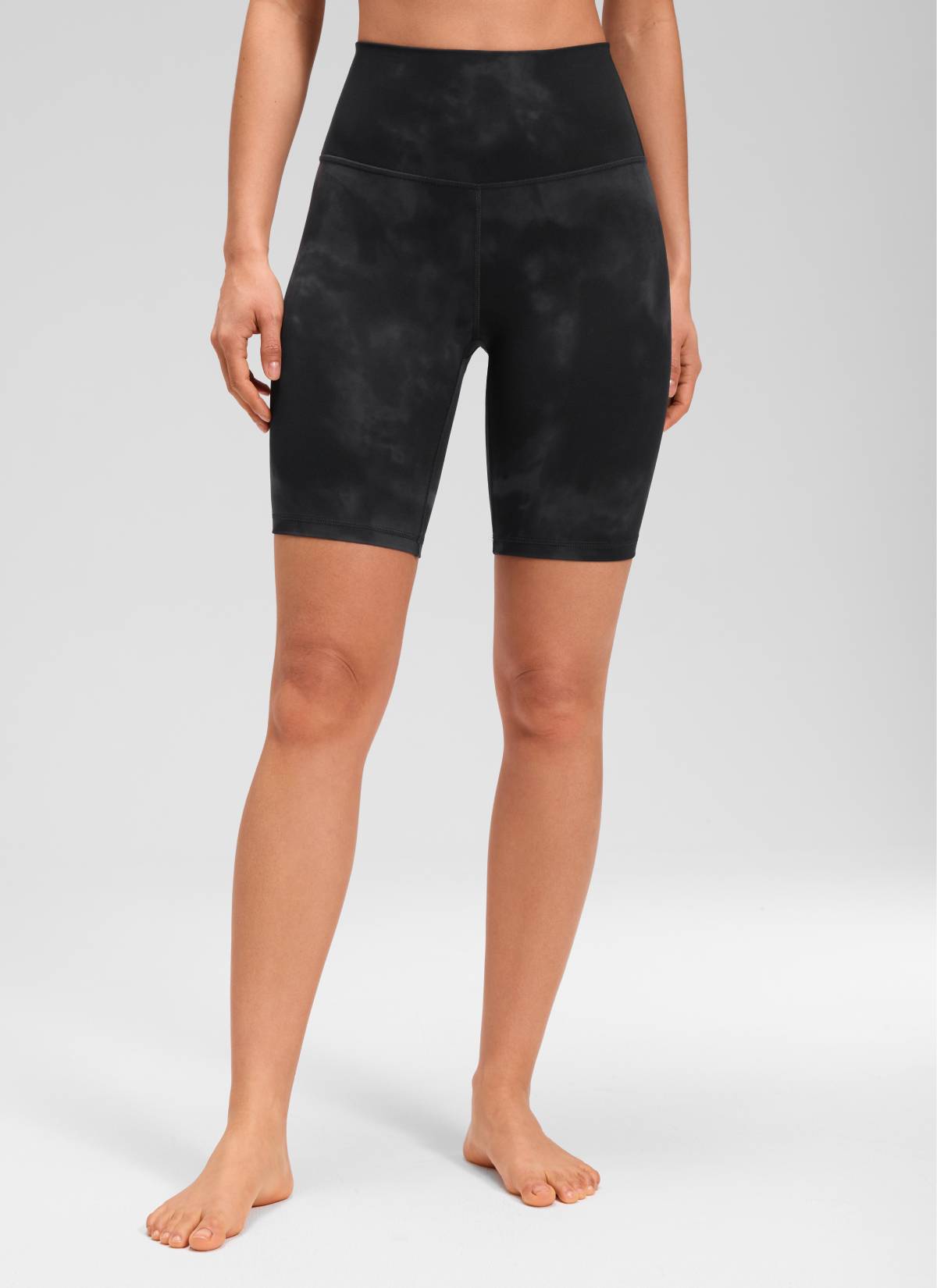 CRZ YOGA Yoga Tinggi Wanita Butterluxe Seluar Pendek Biker Panjang 8'' Bunga Pewarna Hitam Ikat