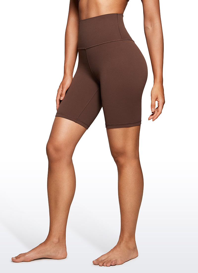 CRZ YOGA Women's Yoga High Rise Butterluxe Long Biker Shorts 8'' Coffee Brown