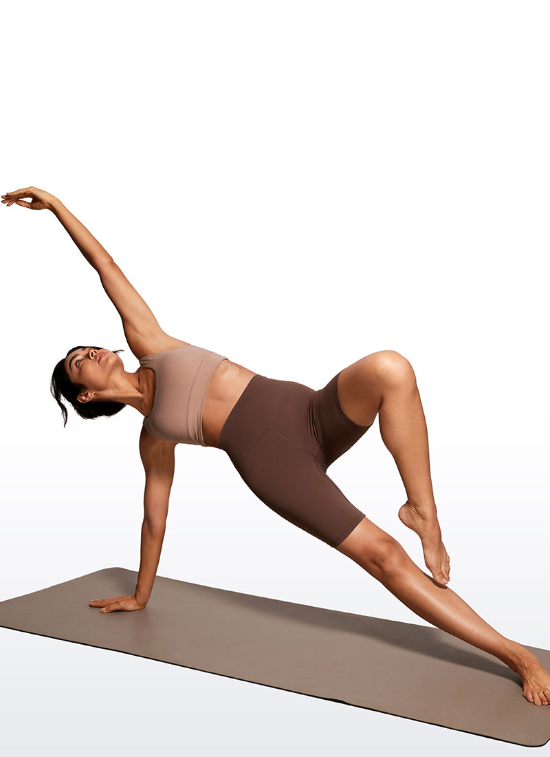CRZ YOGA Women's Yoga High Rise Butterluxe Long Biker Shorts 8'' Coffee Brown