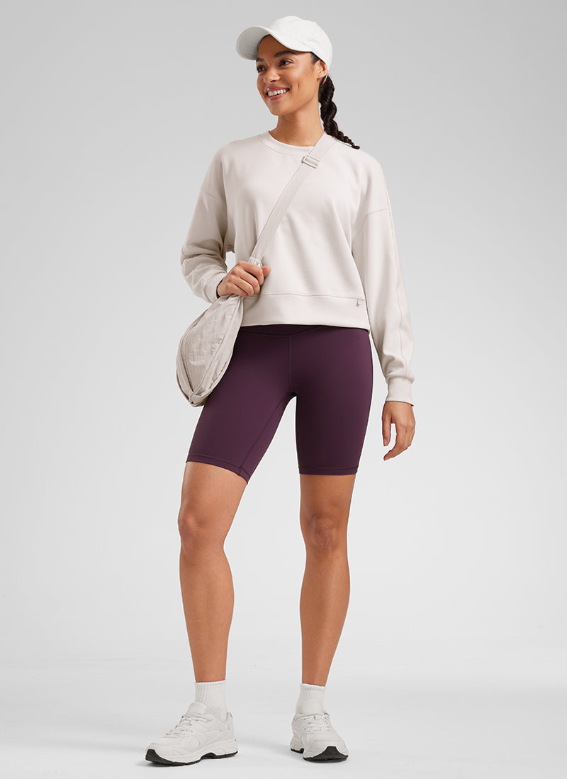 CRZ YOGA Yoga Tinggi Wanita Butterluxe Seluar Pendek Biker Panjang 8'' Ungu Tua