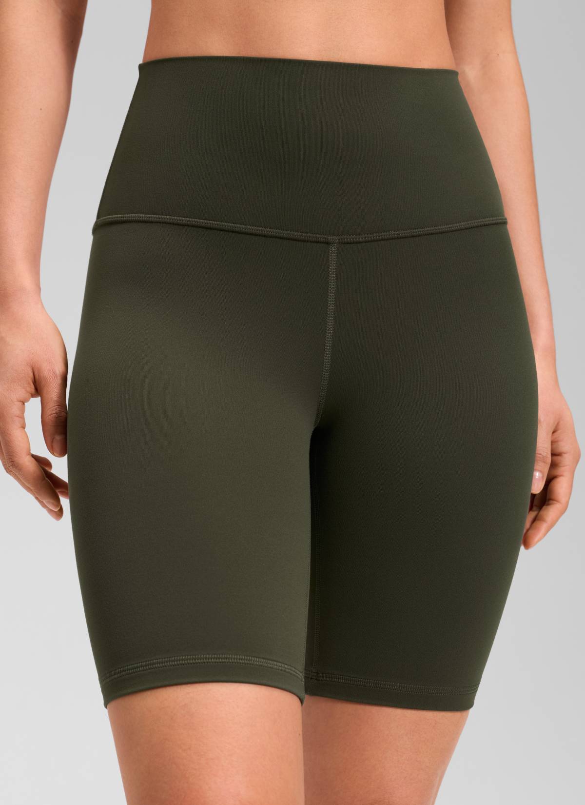 CRZ YOGA Yoga Tinggi Wanita Butterluxe Seluar Pendek Biker Panjang 8'' Hijau Zaitun