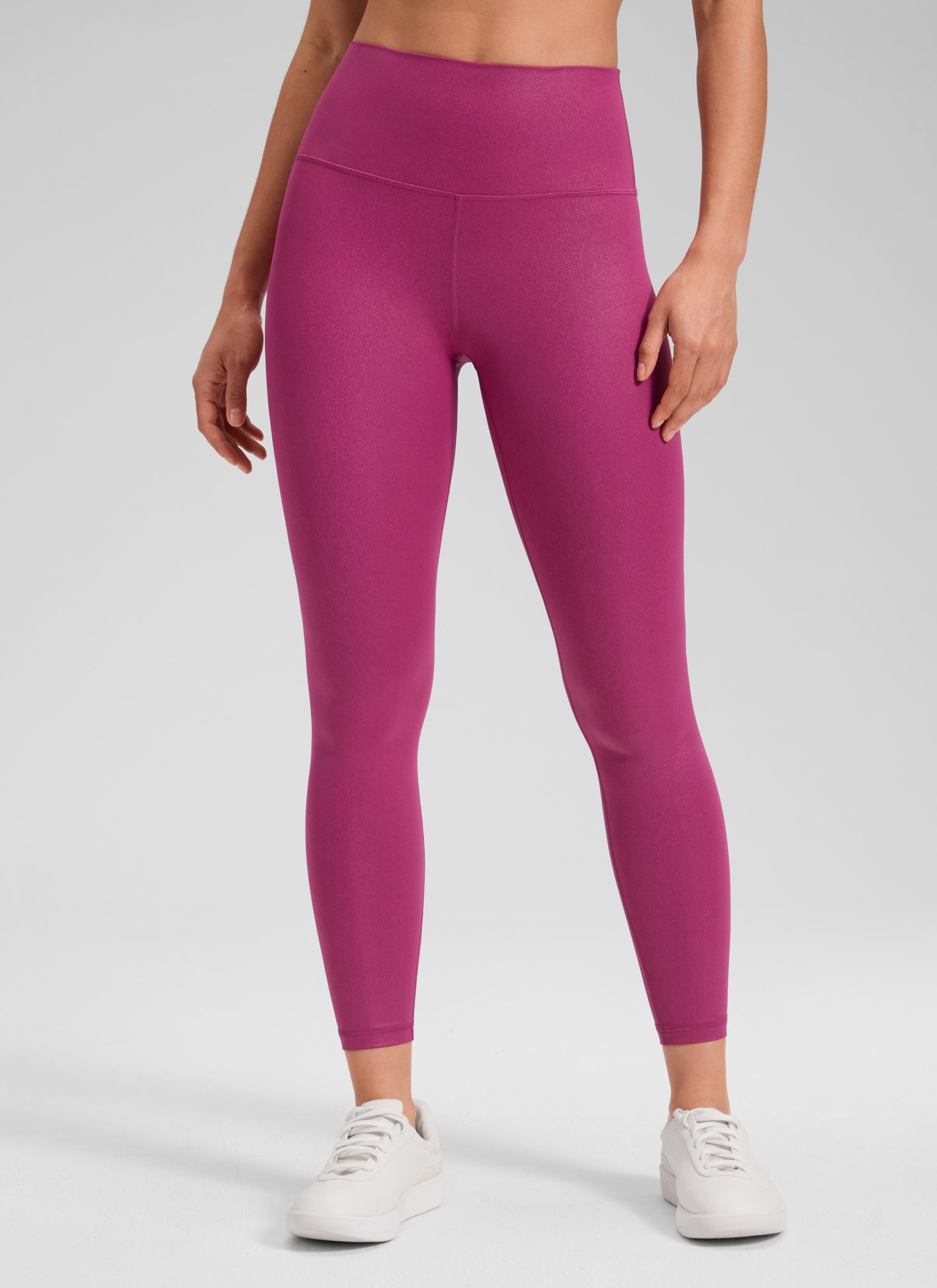 Seluar Legging Kulit Tiruan Matte Butterluxe Wanita CRZ YOGA 64 cm Corak Klasik Ungu Magenta