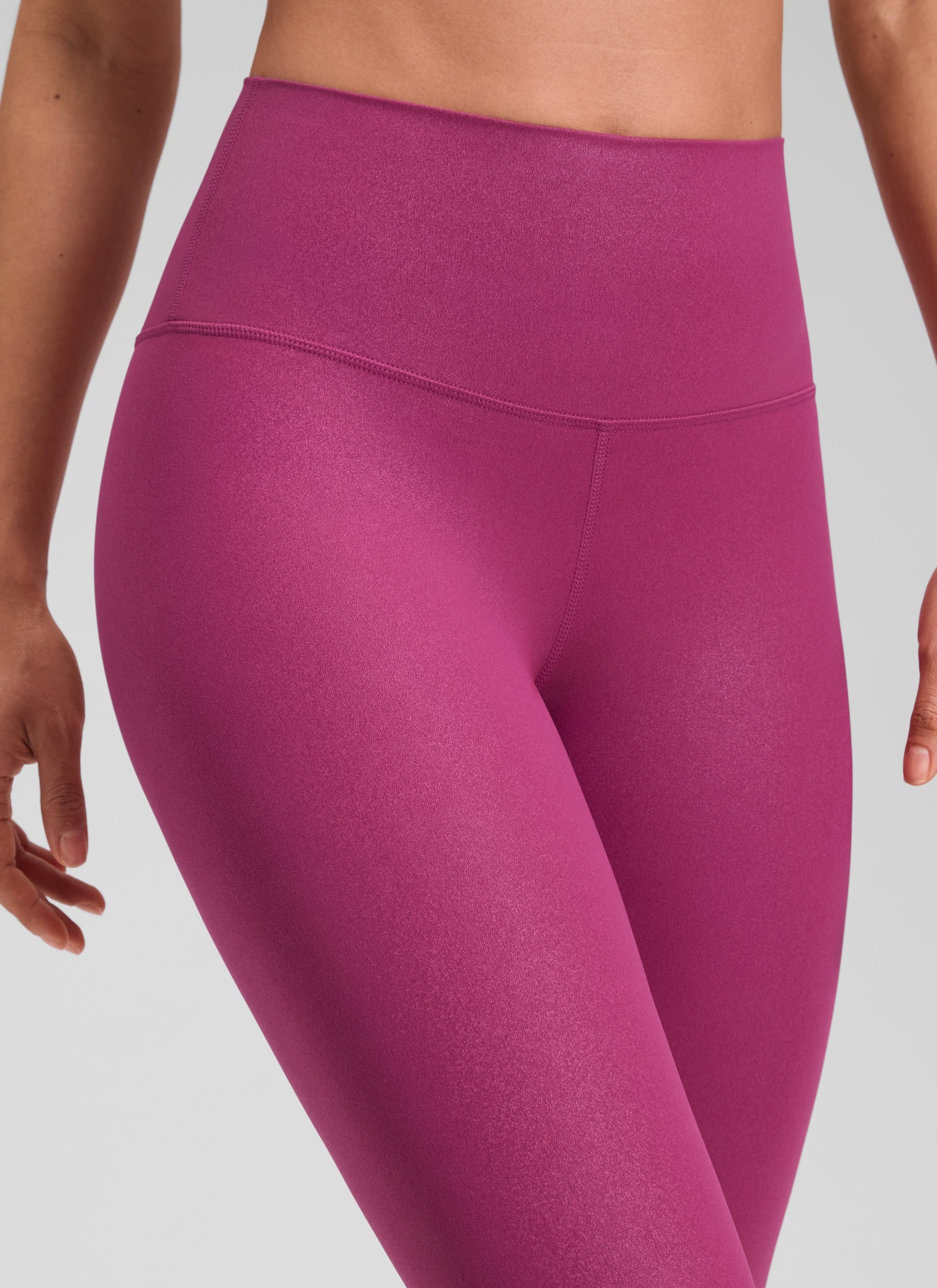 Seluar Legging Kulit Tiruan Matte Butterluxe Wanita CRZ YOGA 64 cm Corak Klasik Ungu Magenta