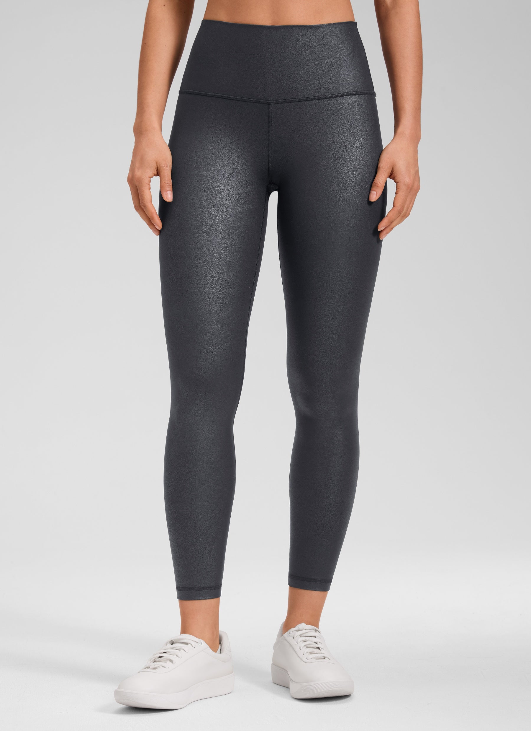 Seluar Legging Kulit Tiruan Matte Butterluxe Wanita CRZ YOGA 64 cm Corak Kerajang Kelabu Misteri