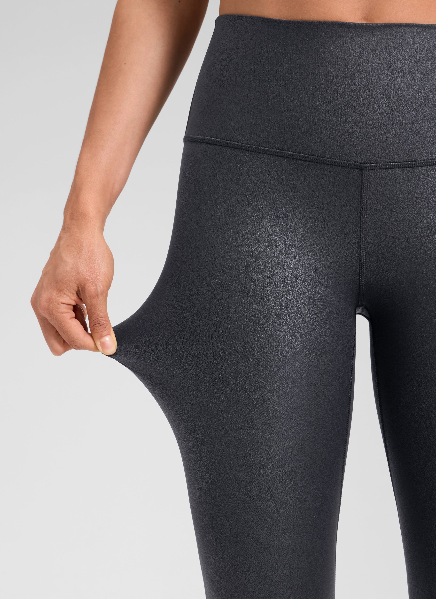 Seluar Legging Kulit Tiruan Matte Butterluxe Wanita CRZ YOGA 64 cm Corak Kerajang Kelabu Misteri