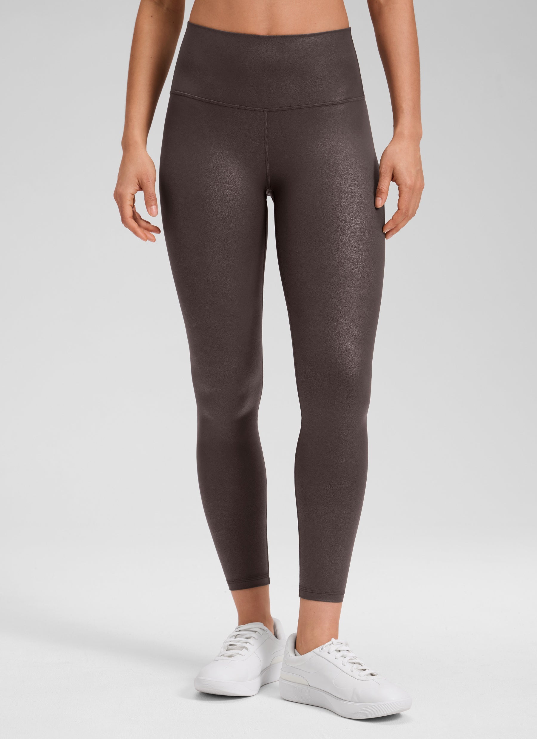 Seluar Legging Kulit Tiruan Matte Butterluxe Wanita CRZ YOGA 64 cm Corak Kerajang Perang Hot Fudge