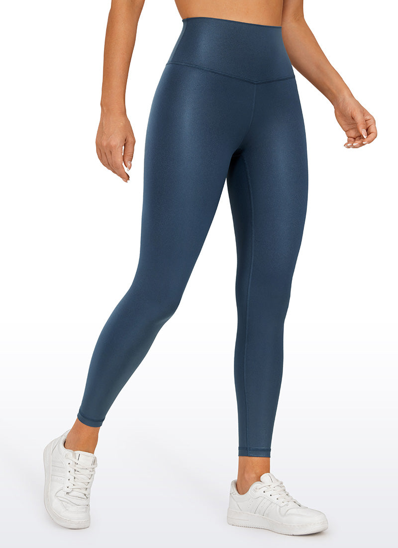 CRZ YOGA Legging Wanita dari Kulit Sintetis Matte dengan Motif " Butterluxe " 25'' WARNA FRENCH NAVY Pola Klasik