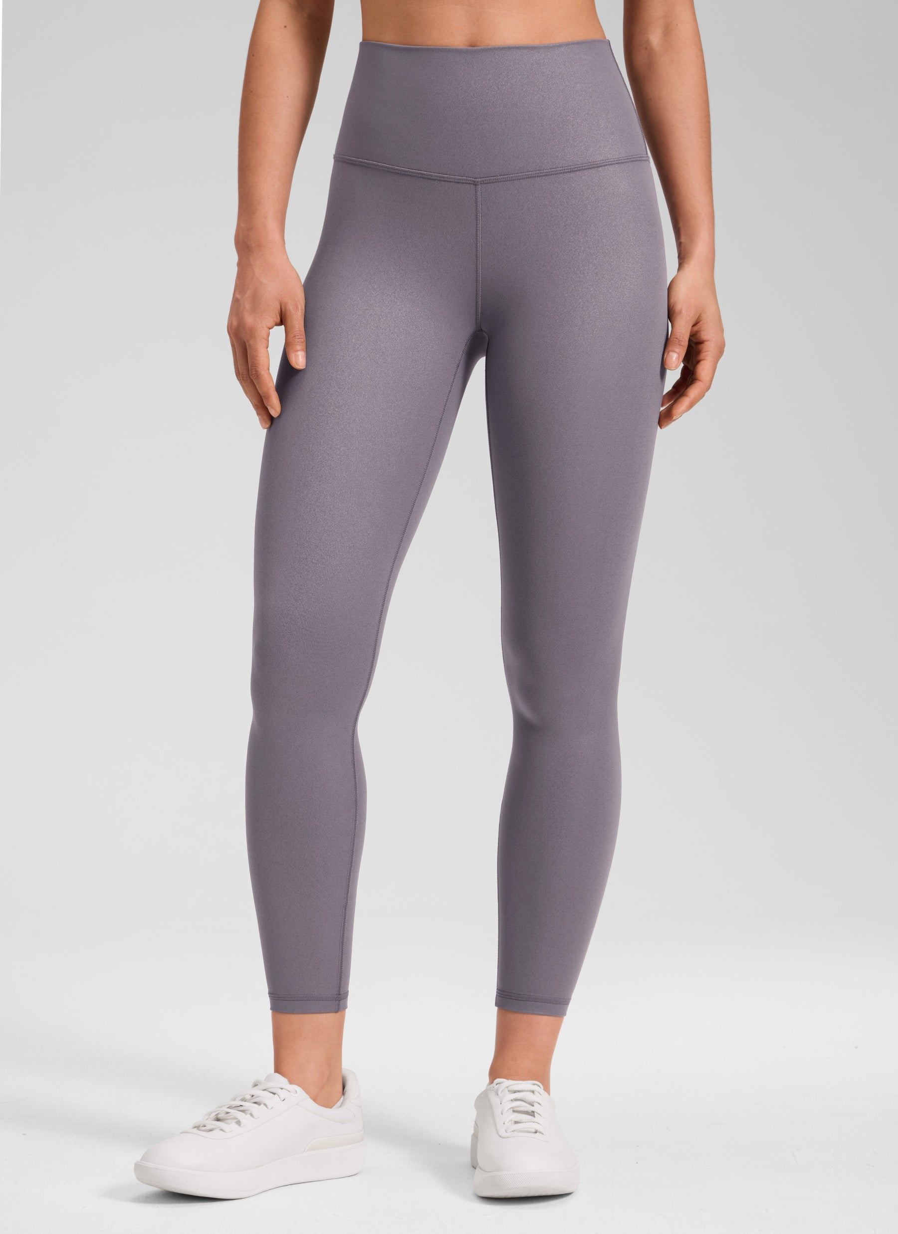 Seluar Legging Kulit Tiruan Matte Butterluxe Wanita CRZ YOGA 64 cm Corak Klasik Kelabu Tornado